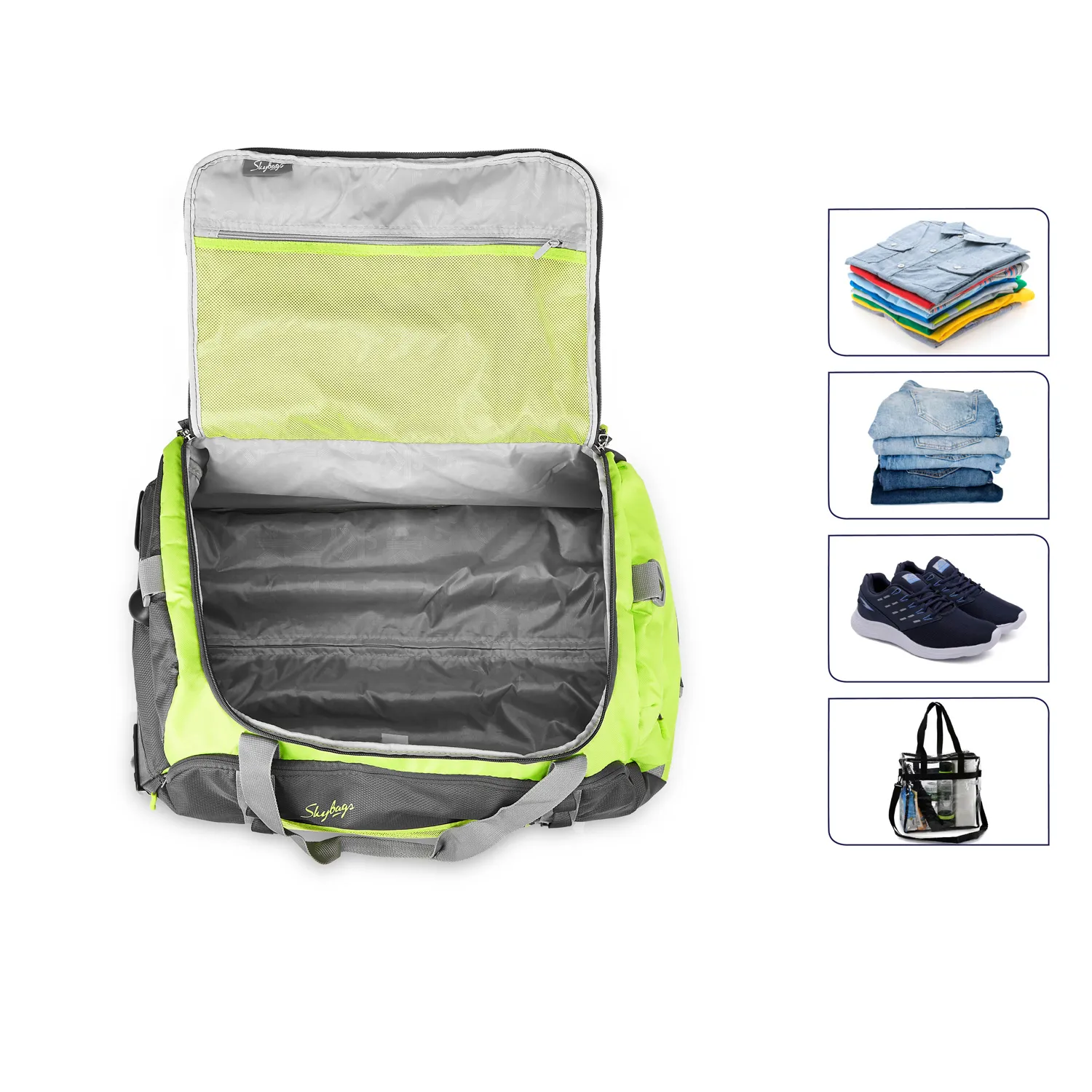 SKYBAGS HUSTLE DUFFLE MEDIUM CHECKIN LUGGAGE TROLLEY BAG LIGHT GREEN - Image 7
