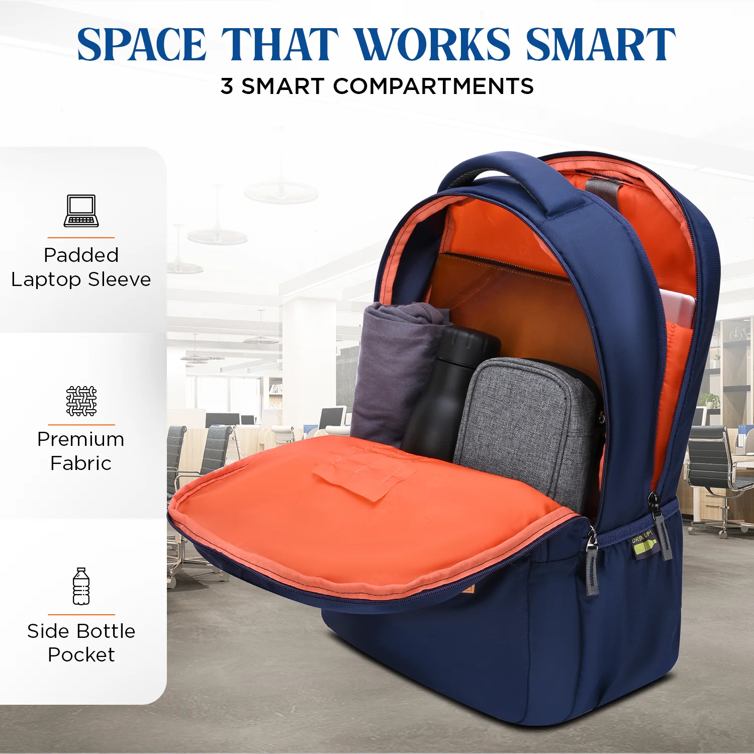 Skybags Index Laptop Bag For Men Navy Blue - Image 3