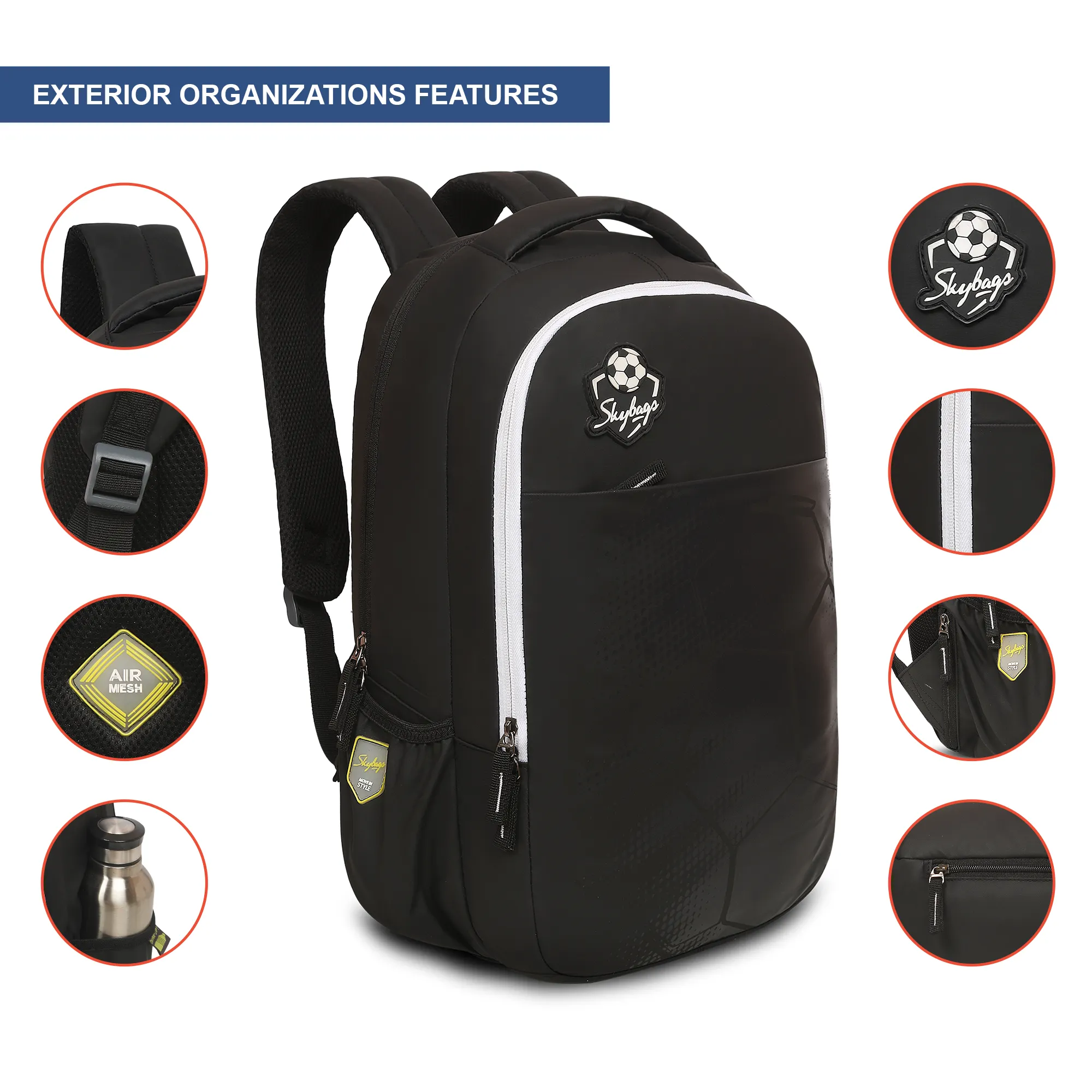 Skybags Kick 01 laptop Backpack Black - Image 7