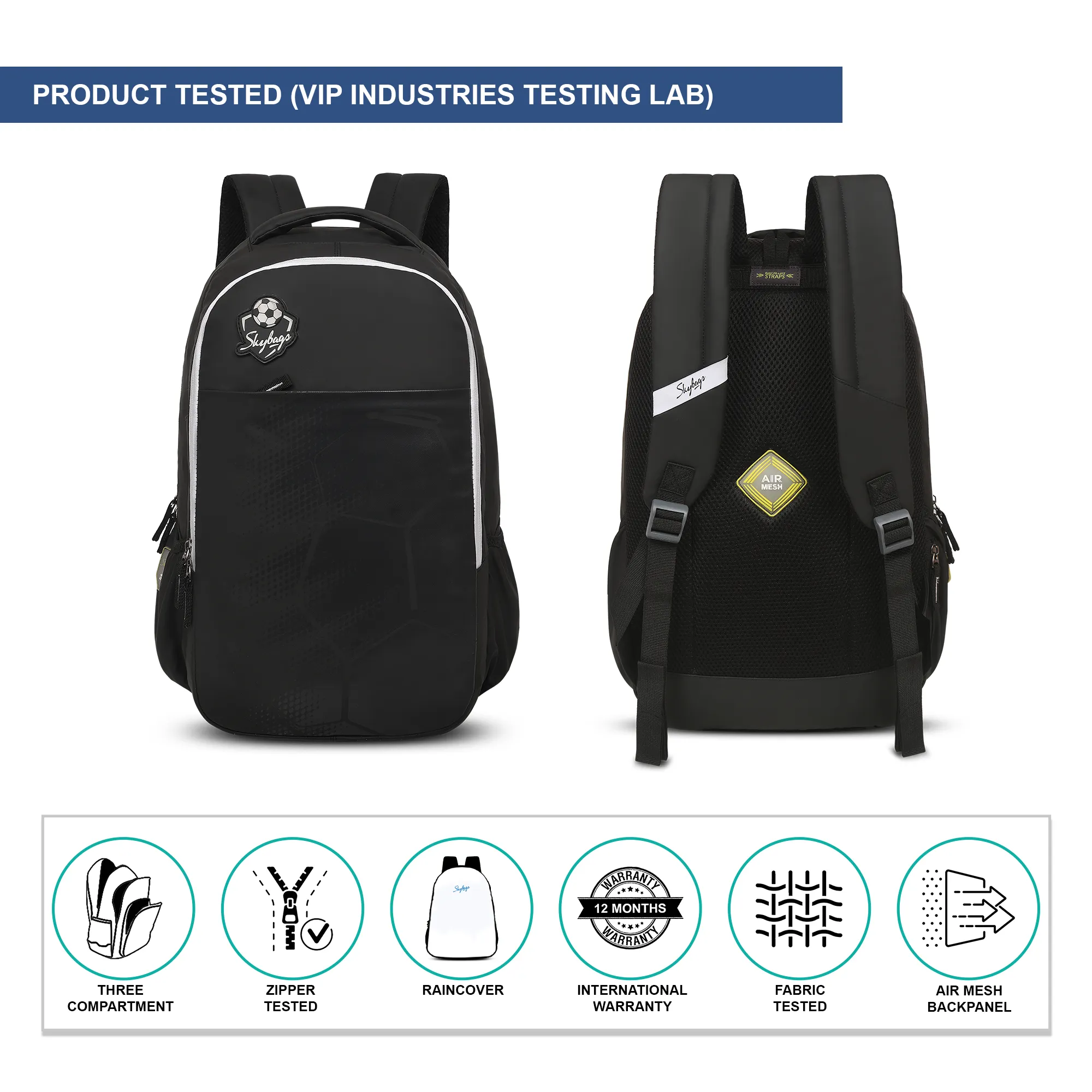 Skybags Kick 01 laptop Backpack Black - Image 8