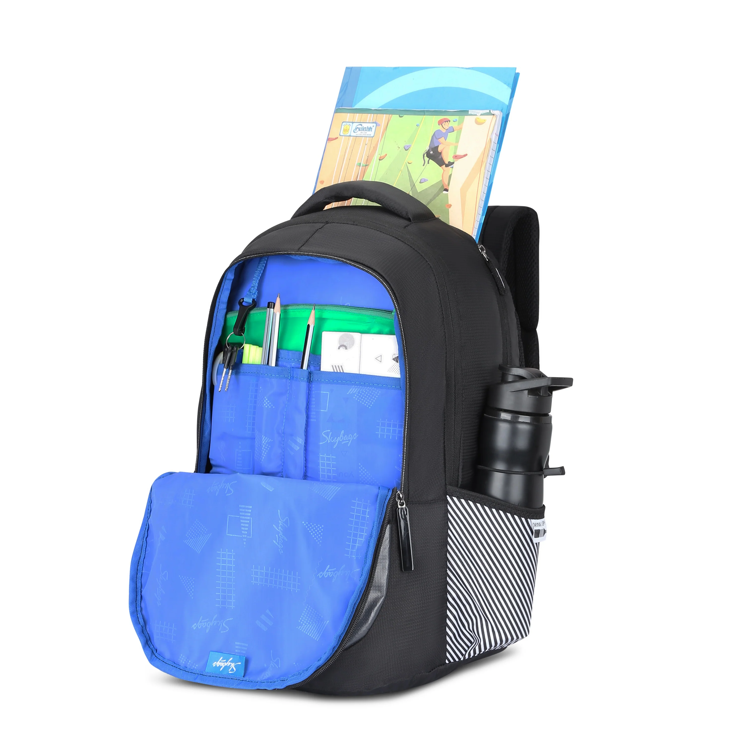 Skybags KLAN 03  SCHOOL BACKPACK BLACK - Image 8