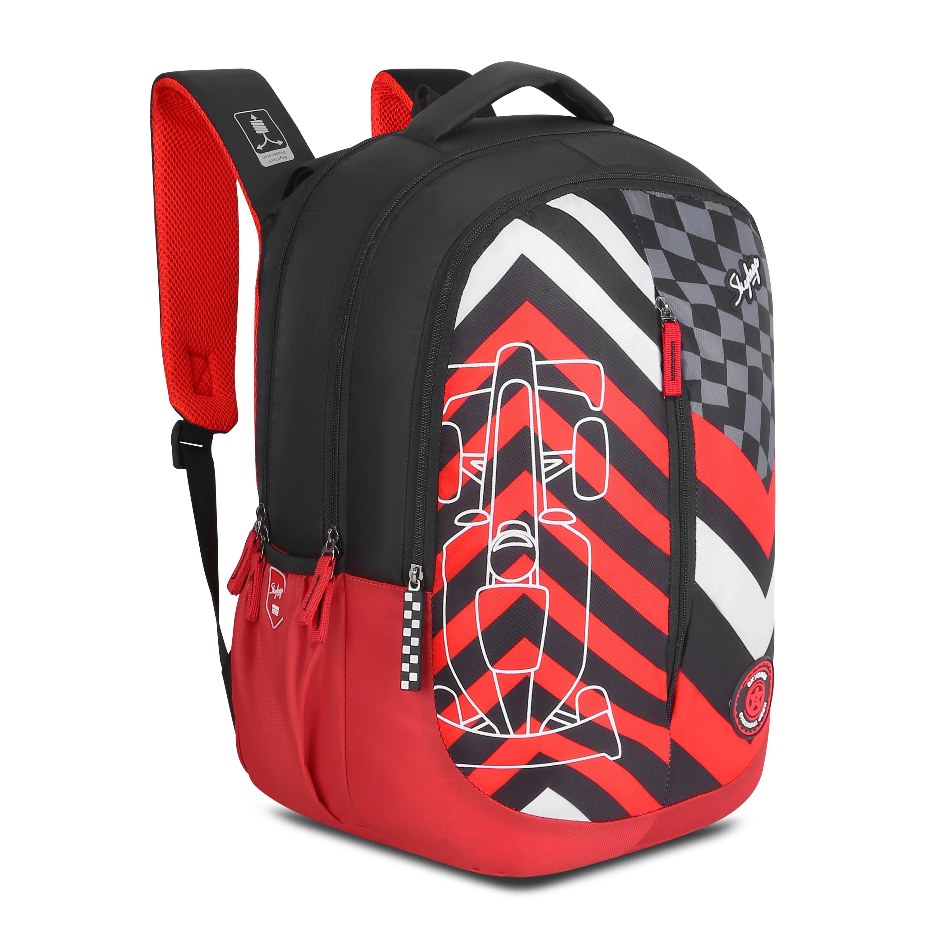 Skybags KLAN PRO 04 SCHOOL BACKPACK RED BLACK - Image 2