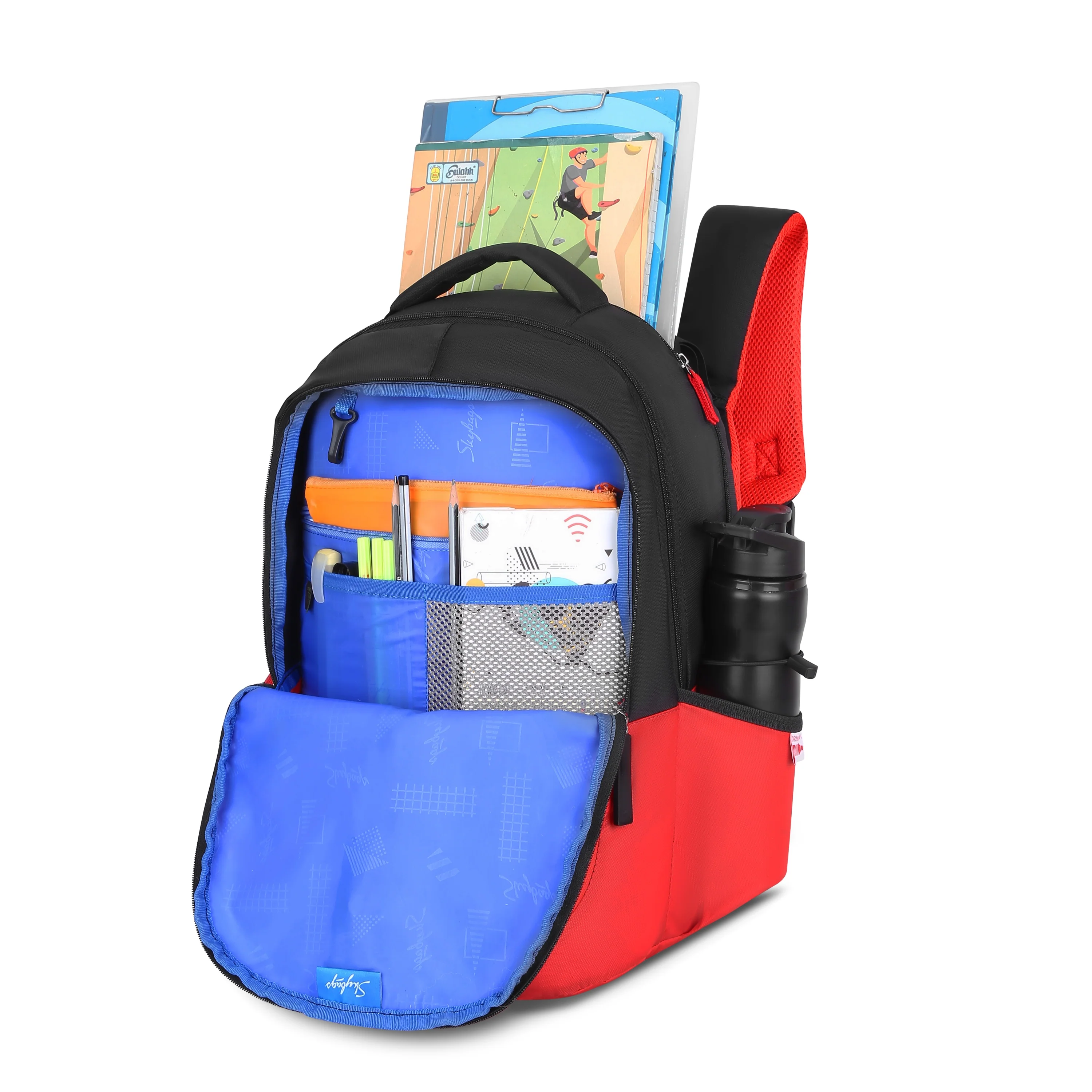 Skybags KLAN PRO 04 SCHOOL BACKPACK RED BLACK - Image 7