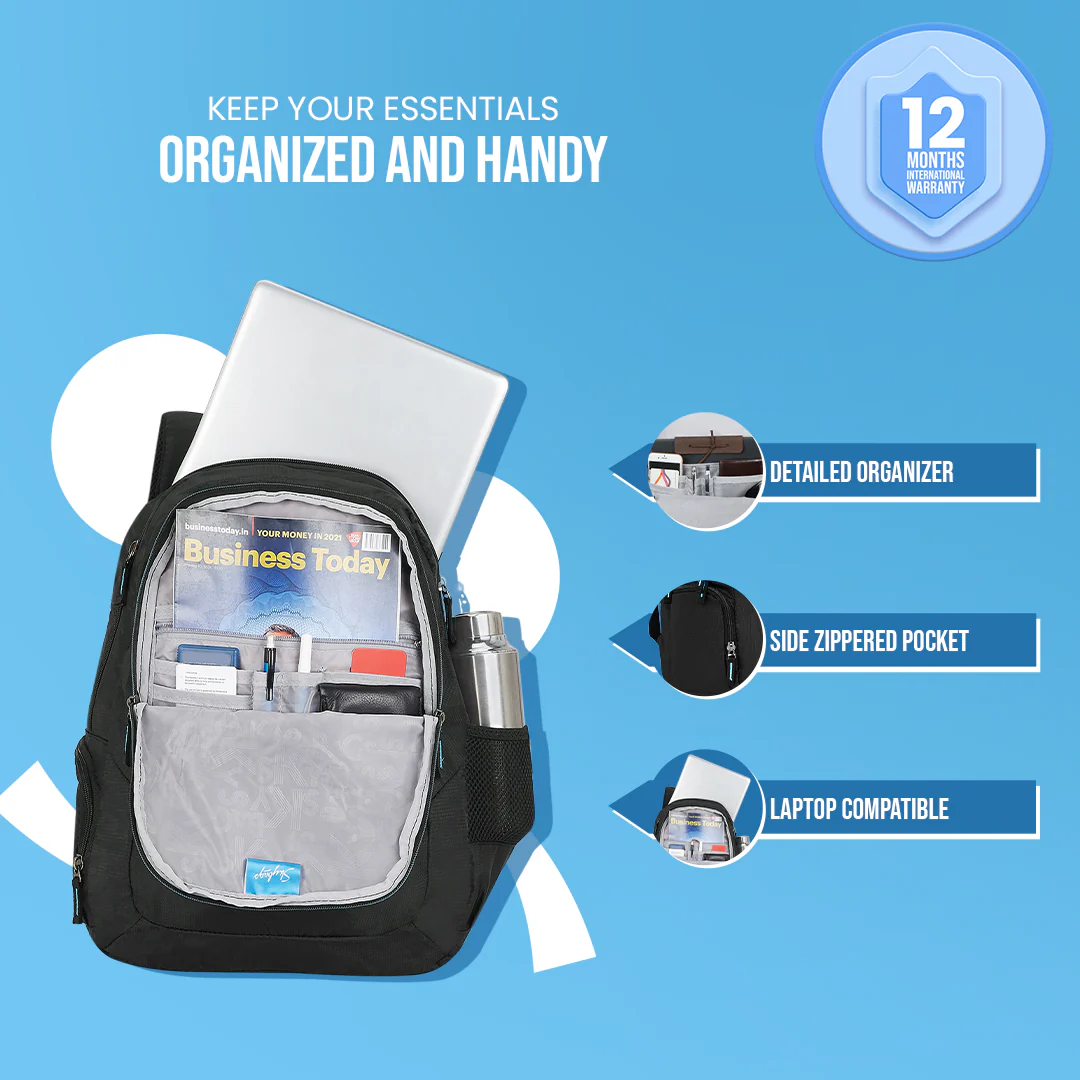 Skybags Network Laptop Backpack (E) Black - Image 3