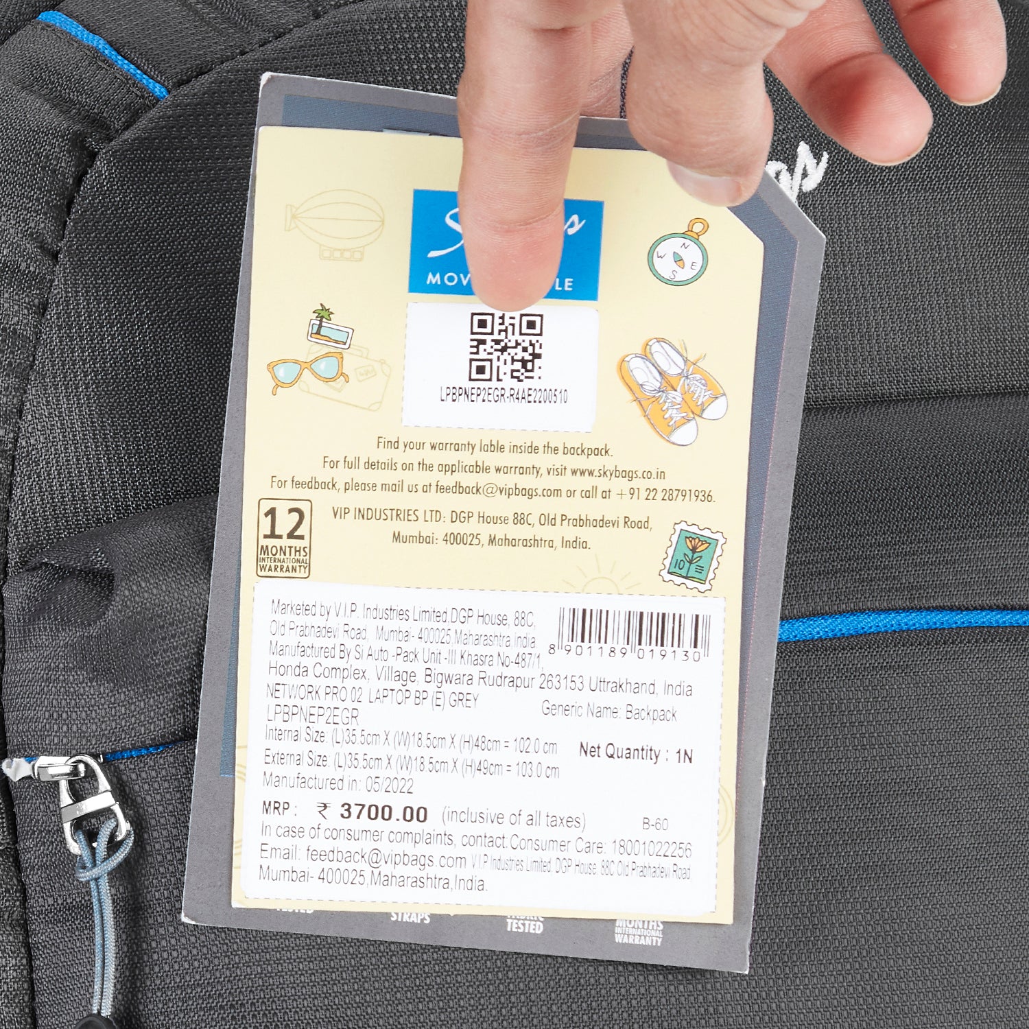 Skybags NETWORK PRO LAPTOP BACKPACK GREY - Image 11