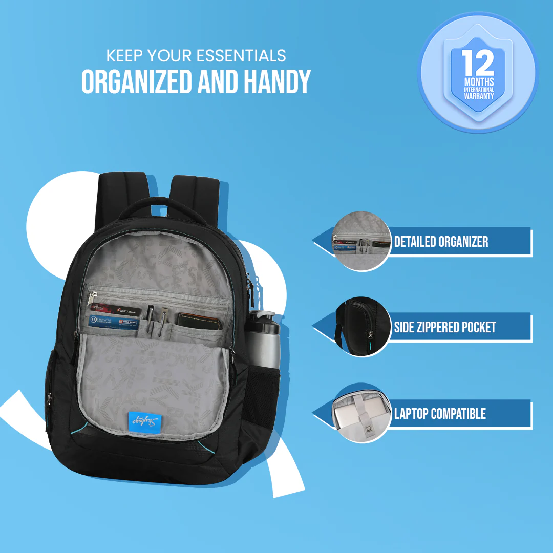 Skybags Network RC  Laptop Backpack (E) Black - Image 3