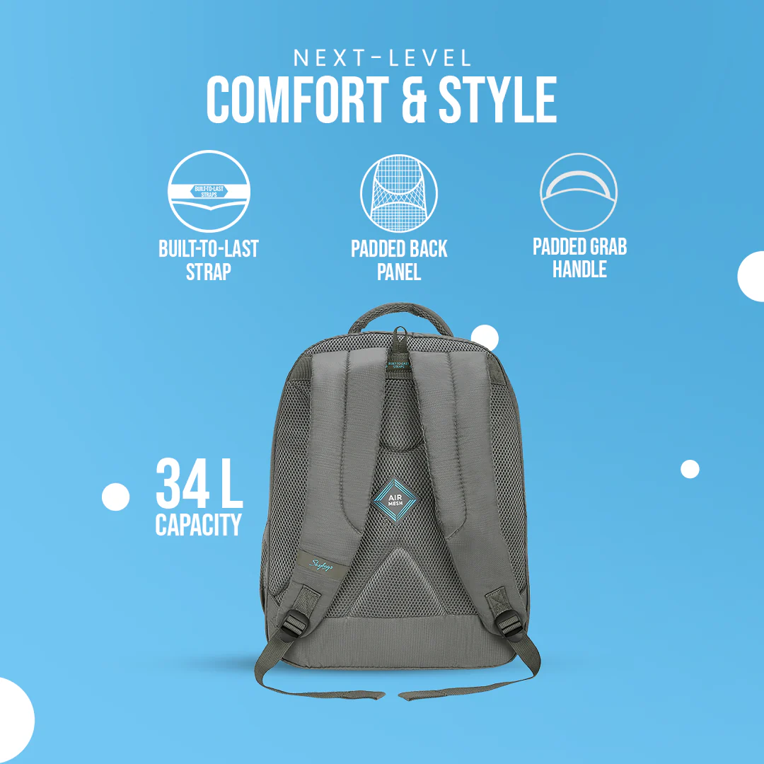 Skybags Network RC Laptop Backpack (E) Grey - Image 5