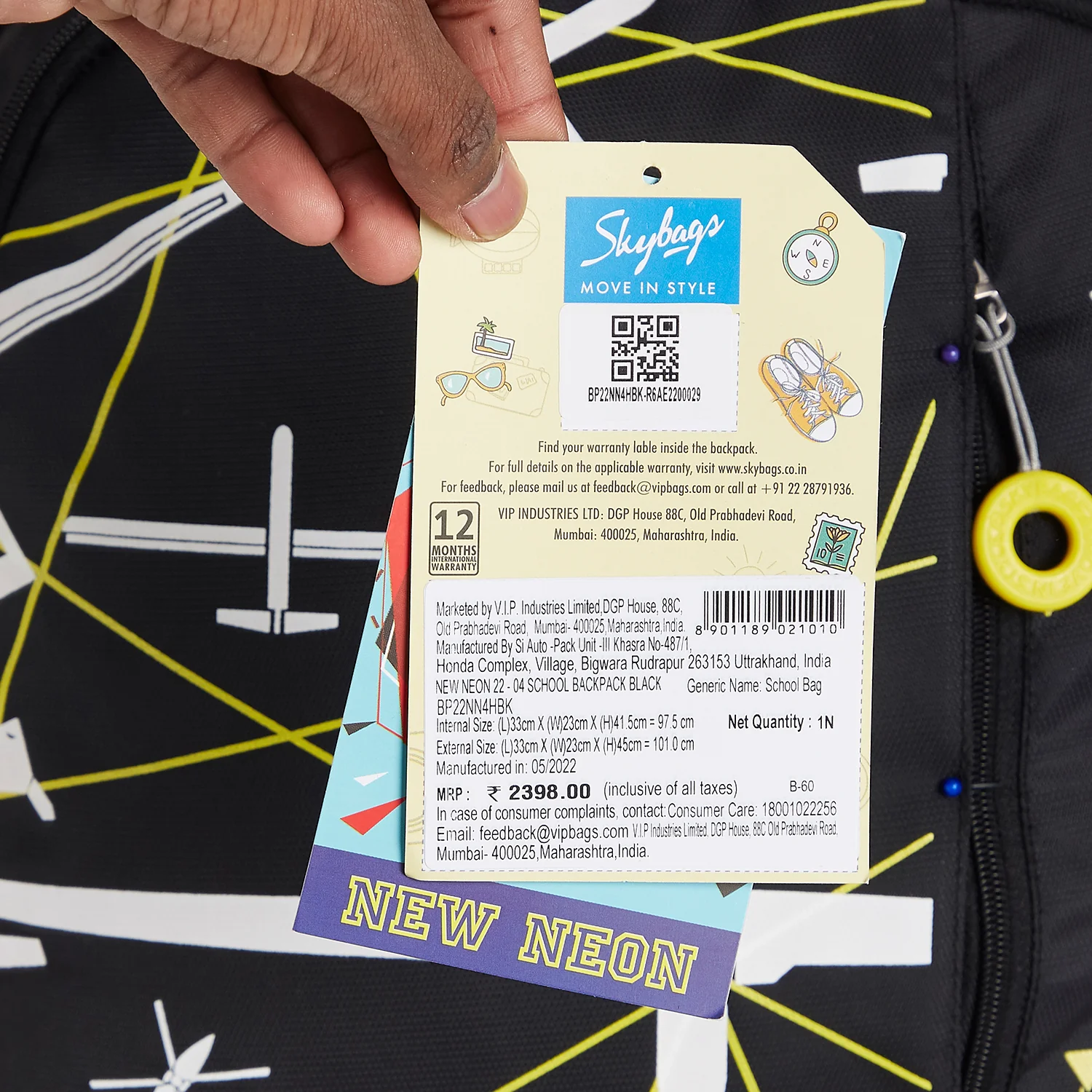 Skybags New Neon 22 04 School Backpack Black - Image 5