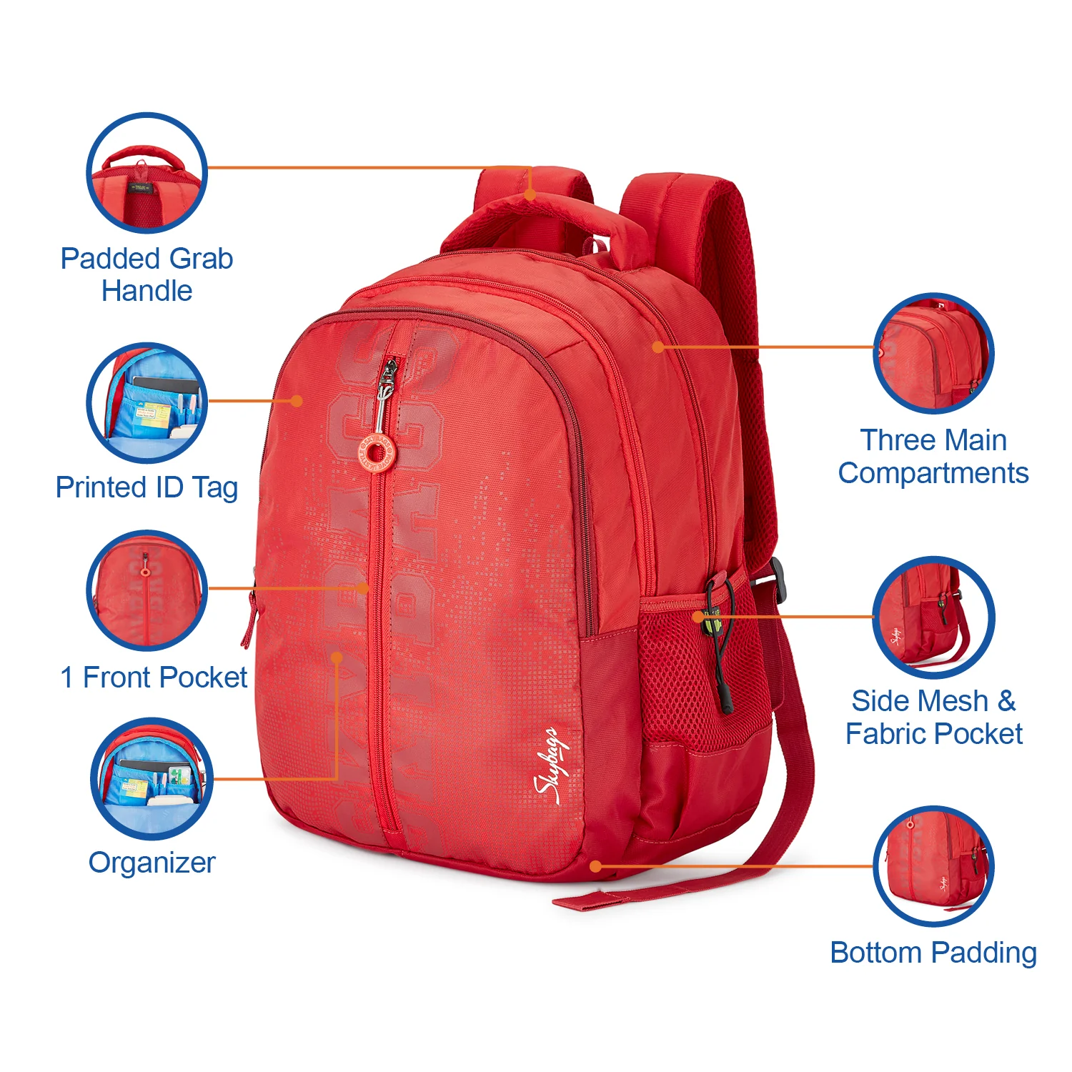 Skybags New Neon 22  05 School Backpack Red - Image 5