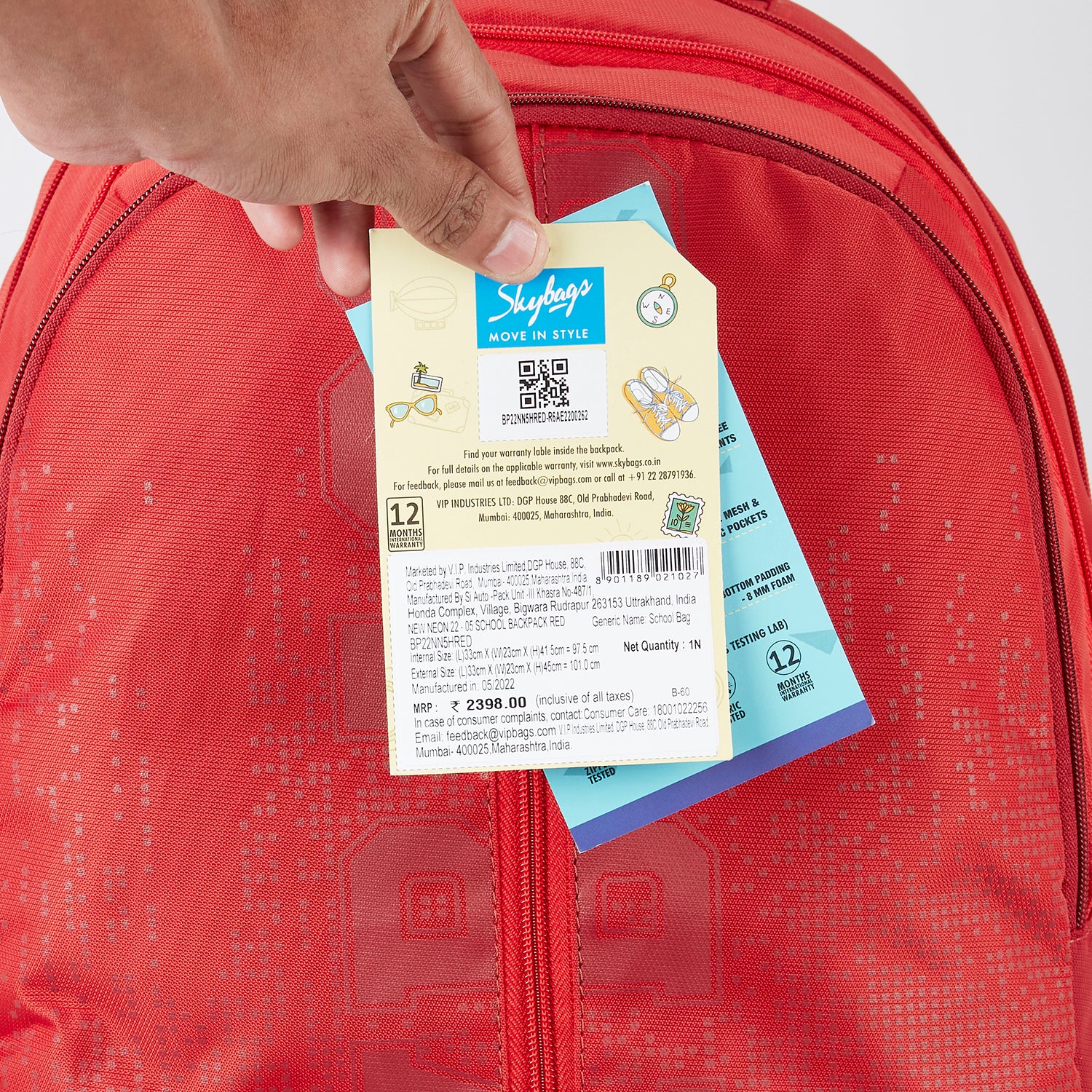 Skybags New Neon 22  05 School Backpack Red - Image 7
