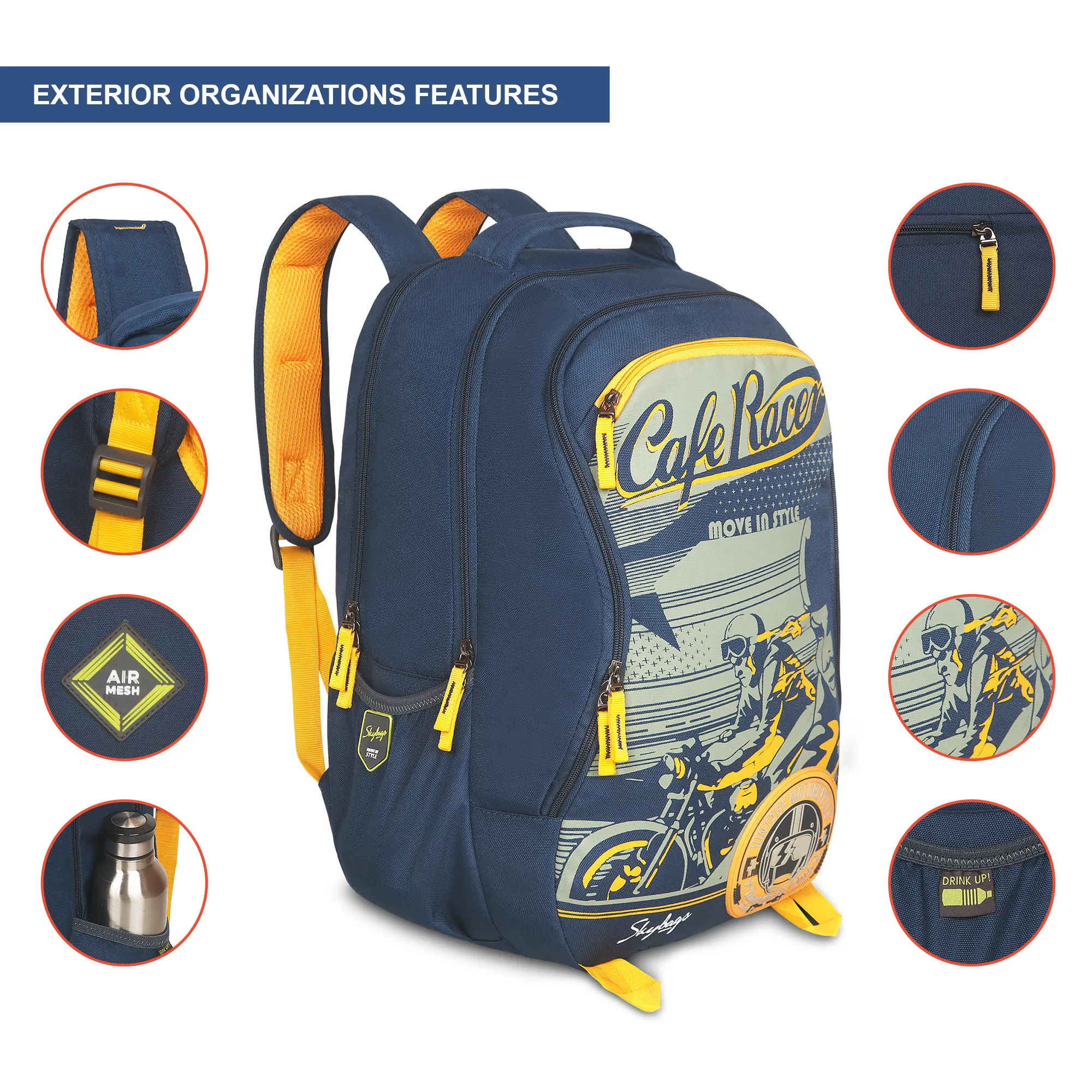 Skybags Offroader Pro Laptop Backpack Navy Blue - Image 7