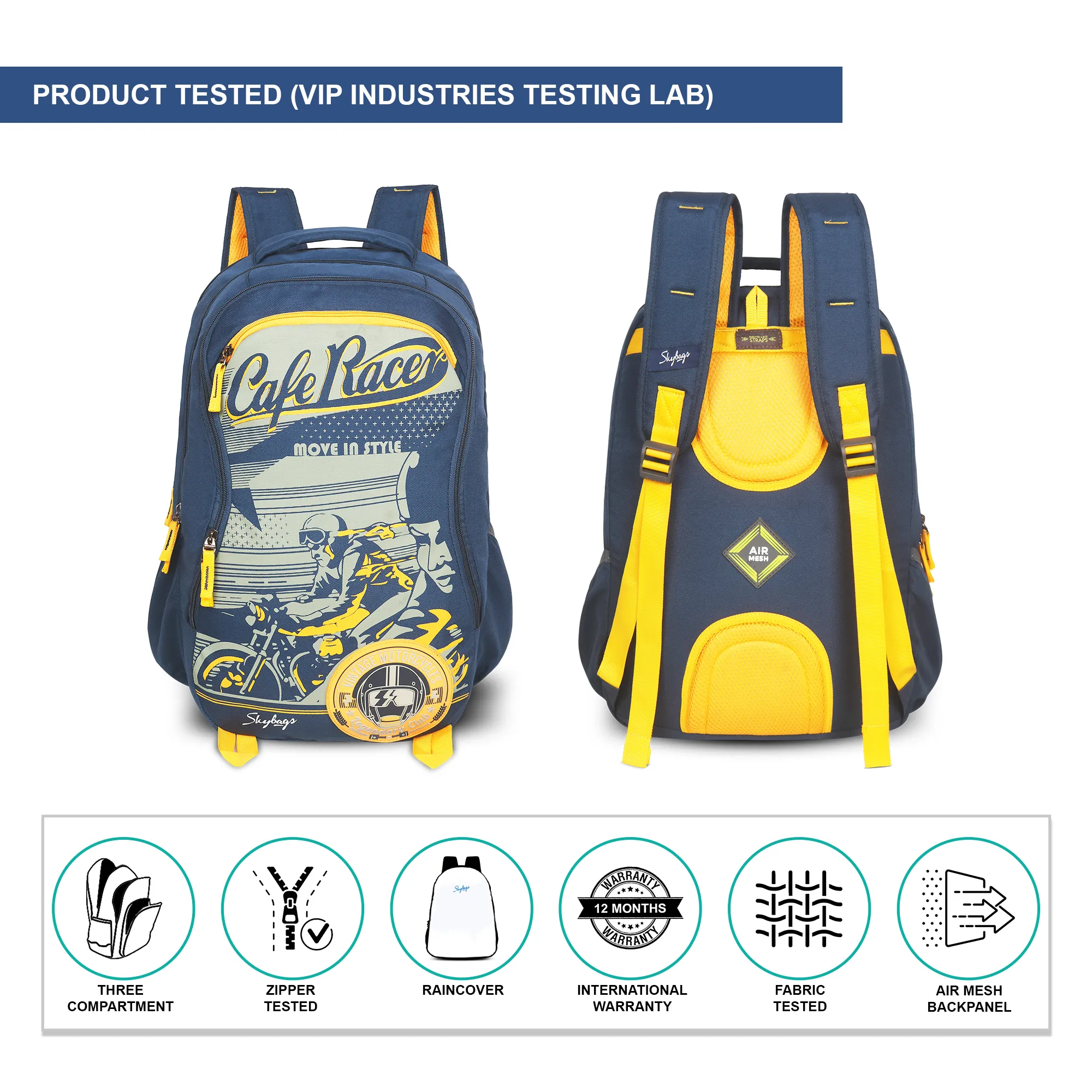 Skybags Offroader Pro Laptop Backpack Navy Blue - Image 9