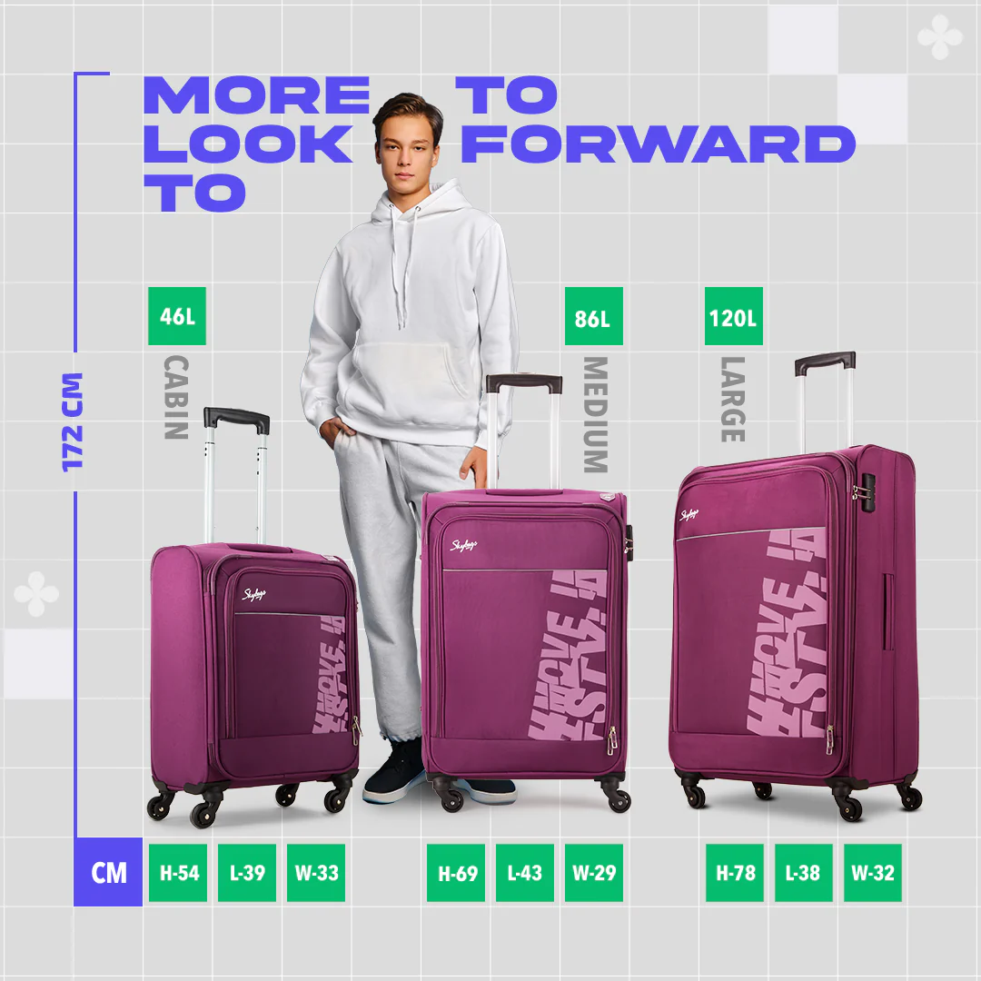 SKYBAGS RHUMBA SOFT CASE LUGGAGE TROLLEY BAG PURPLE - Image 6