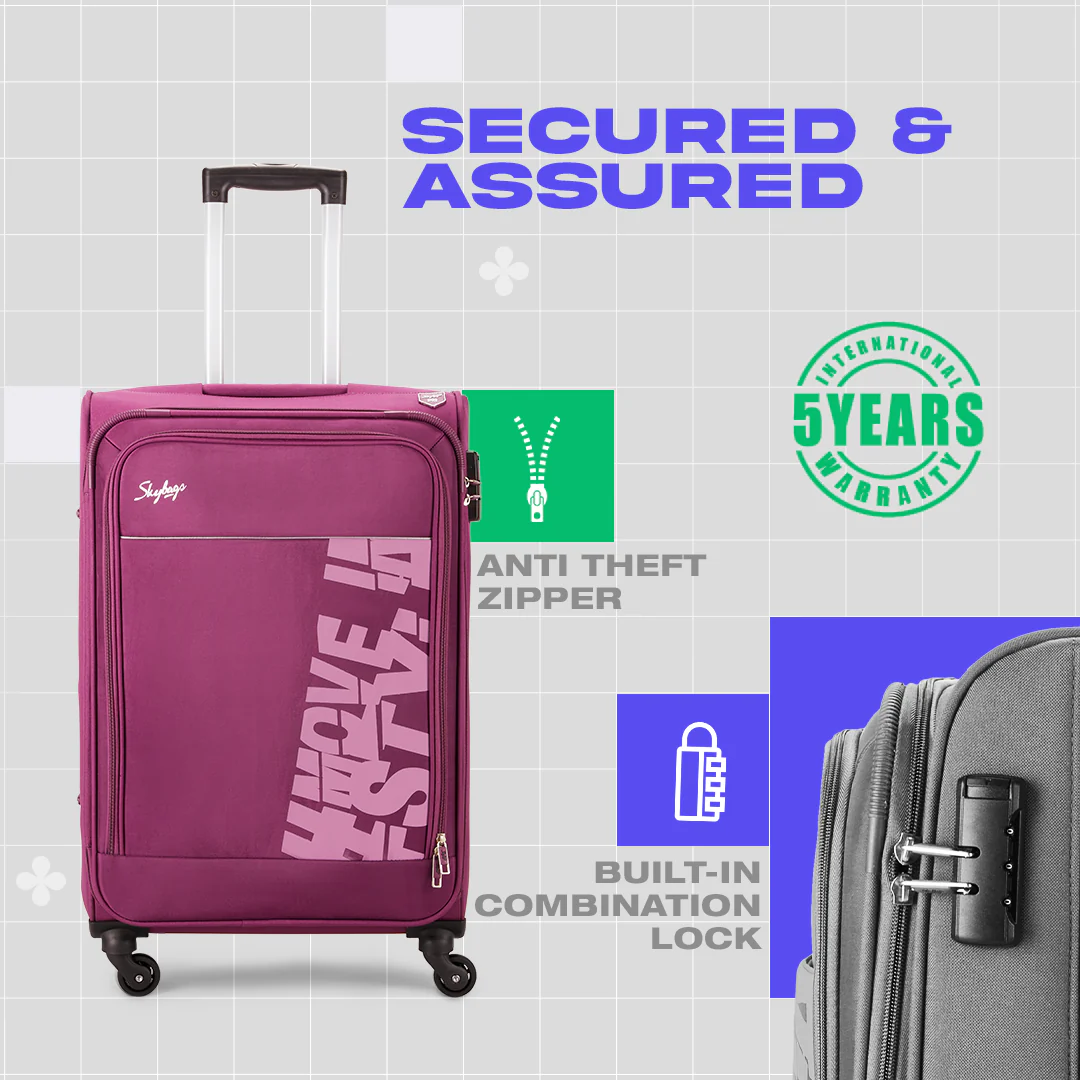 SKYBAGS RHUMBA SOFT CASE LUGGAGE TROLLEY BAG PURPLE - Image 7
