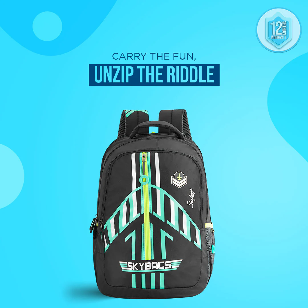 Skybags Riddle 2 School Bp Black - Image 5