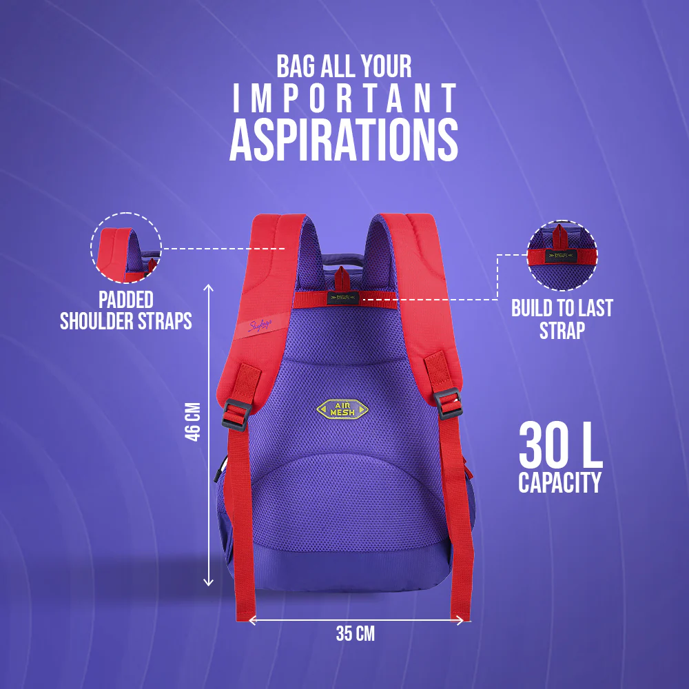 Skybags Squad 01 School Backpack Purple - Image 3