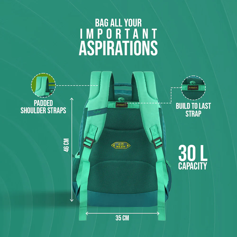 Skybags Squad 06 School Backpack Green - Image 2