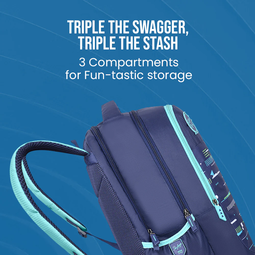 Skybags Squad 07 School Backpack Indigo - Image 2