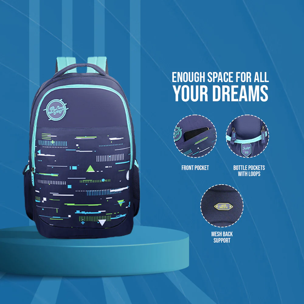 Skybags Squad 07 School Backpack Indigo - Image 4