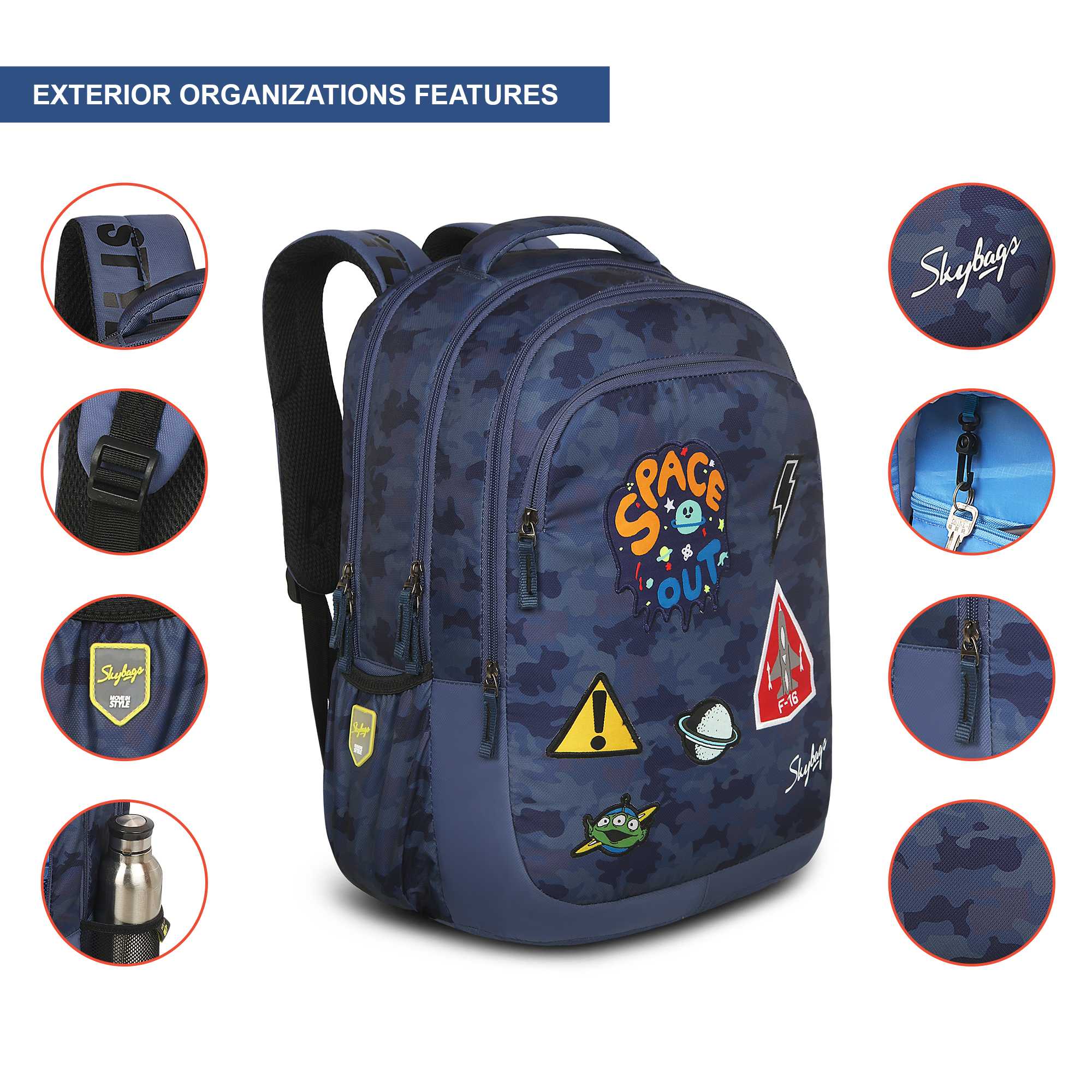 Skybags Squad 09 School Backpack Camo - Image 9