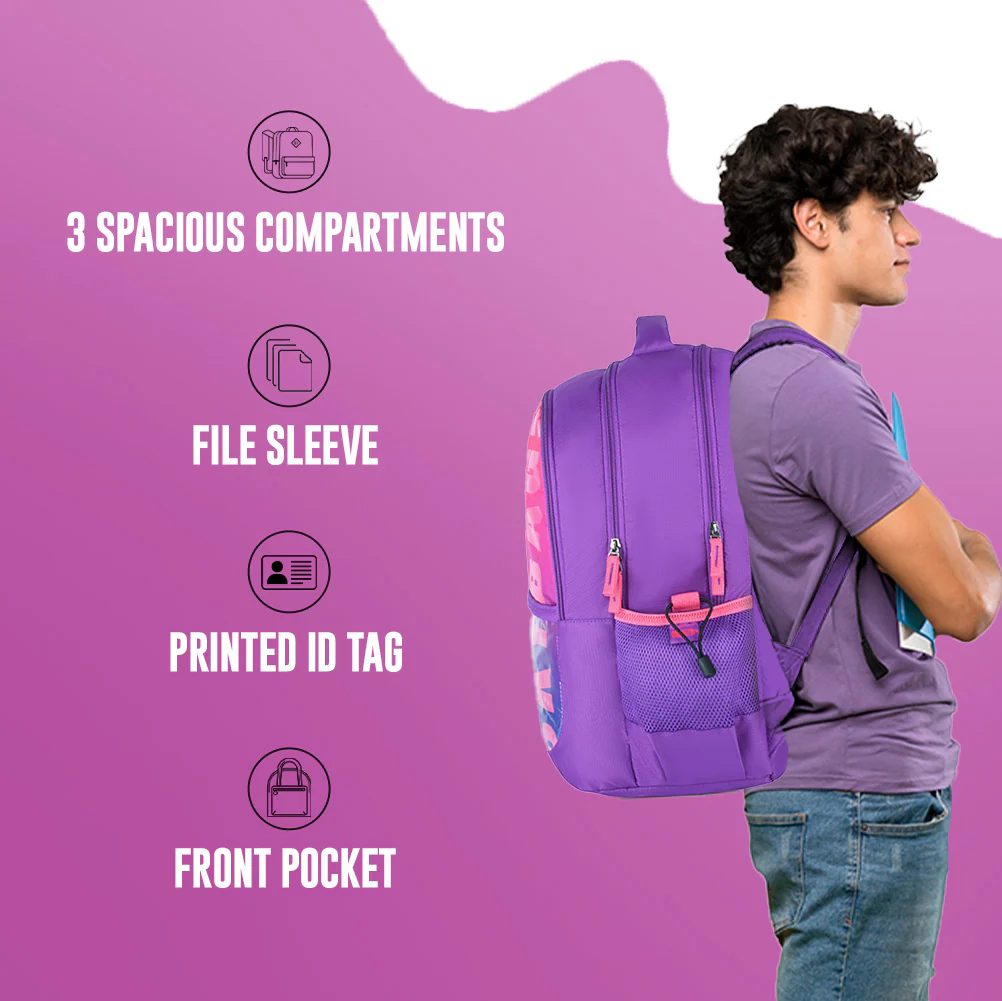 Skybags Squad Plus 04 School Backpack Purple - Image 5