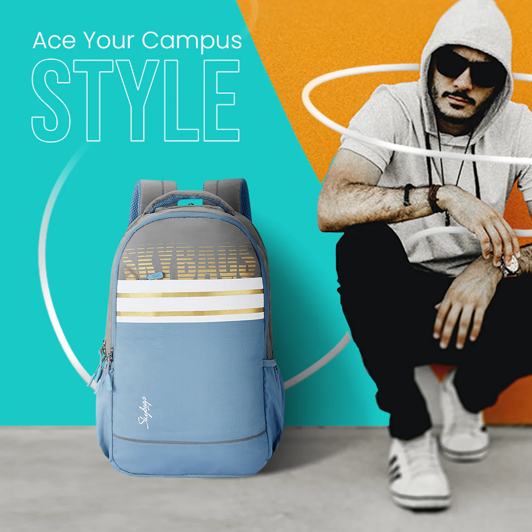 Skybags Strider Pro 07 Laptop Backpack (H) Grey - Image 2