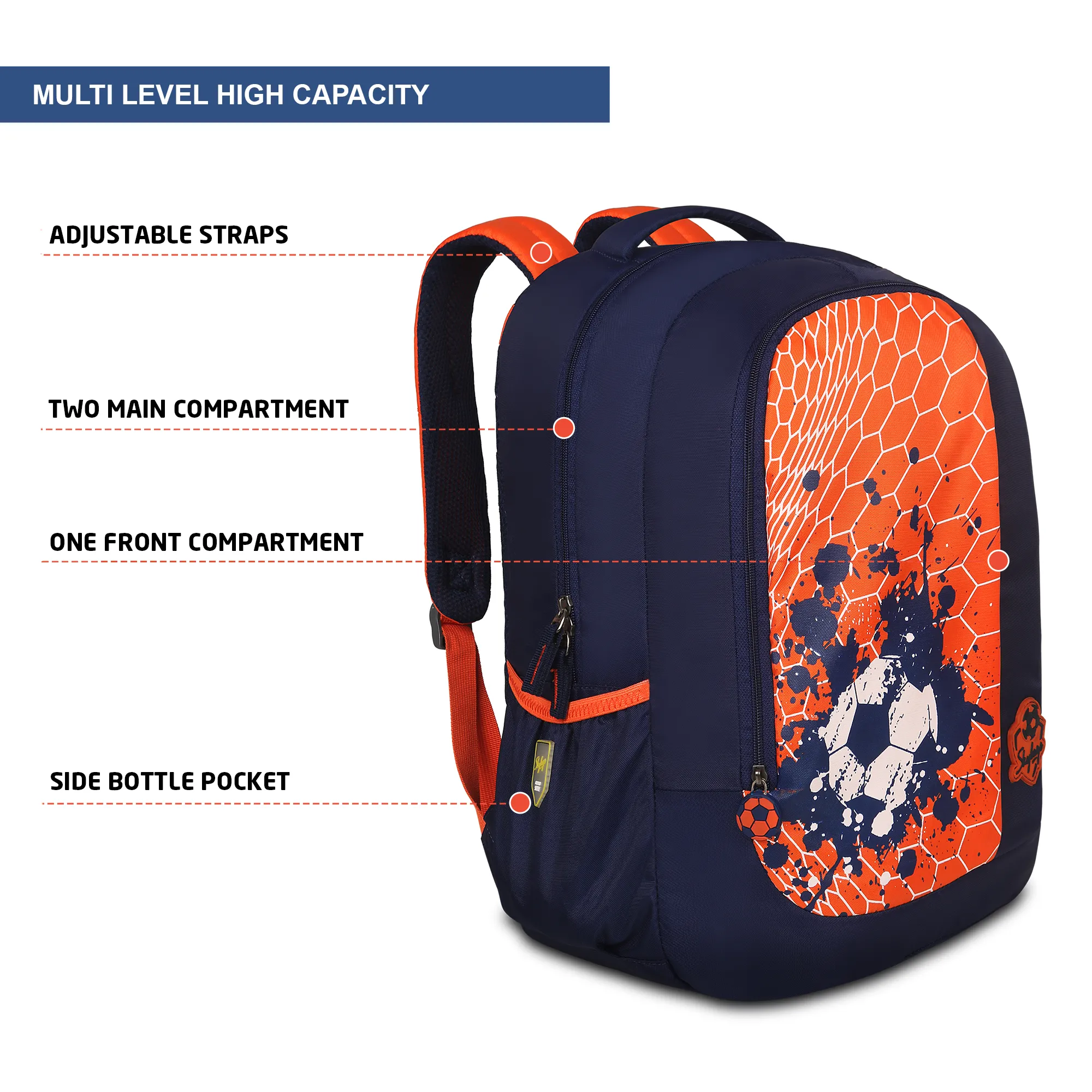 Skybags Strike 01 School Backpack Red - Image 2