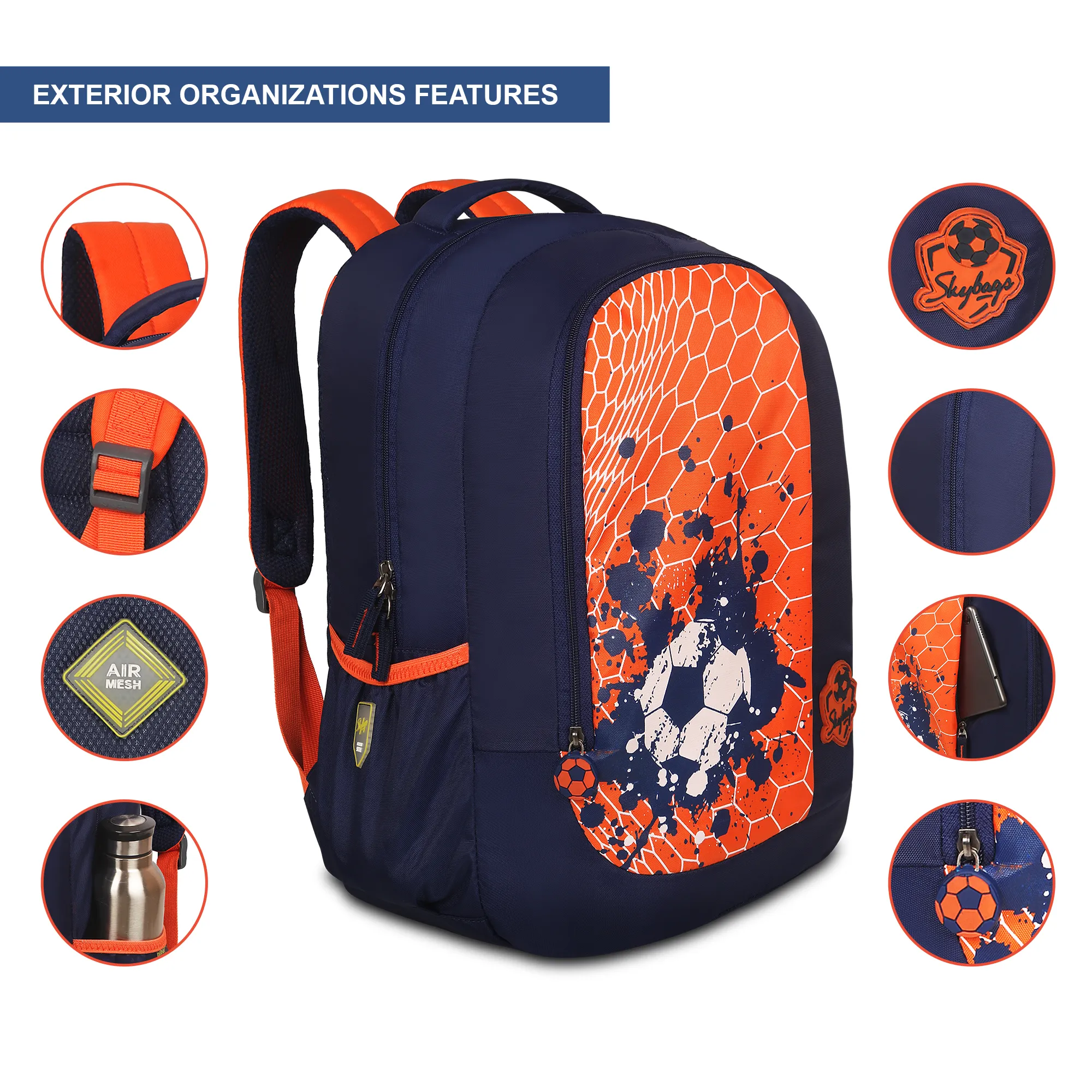 Skybags Strike 01 School Backpack Red - Image 7