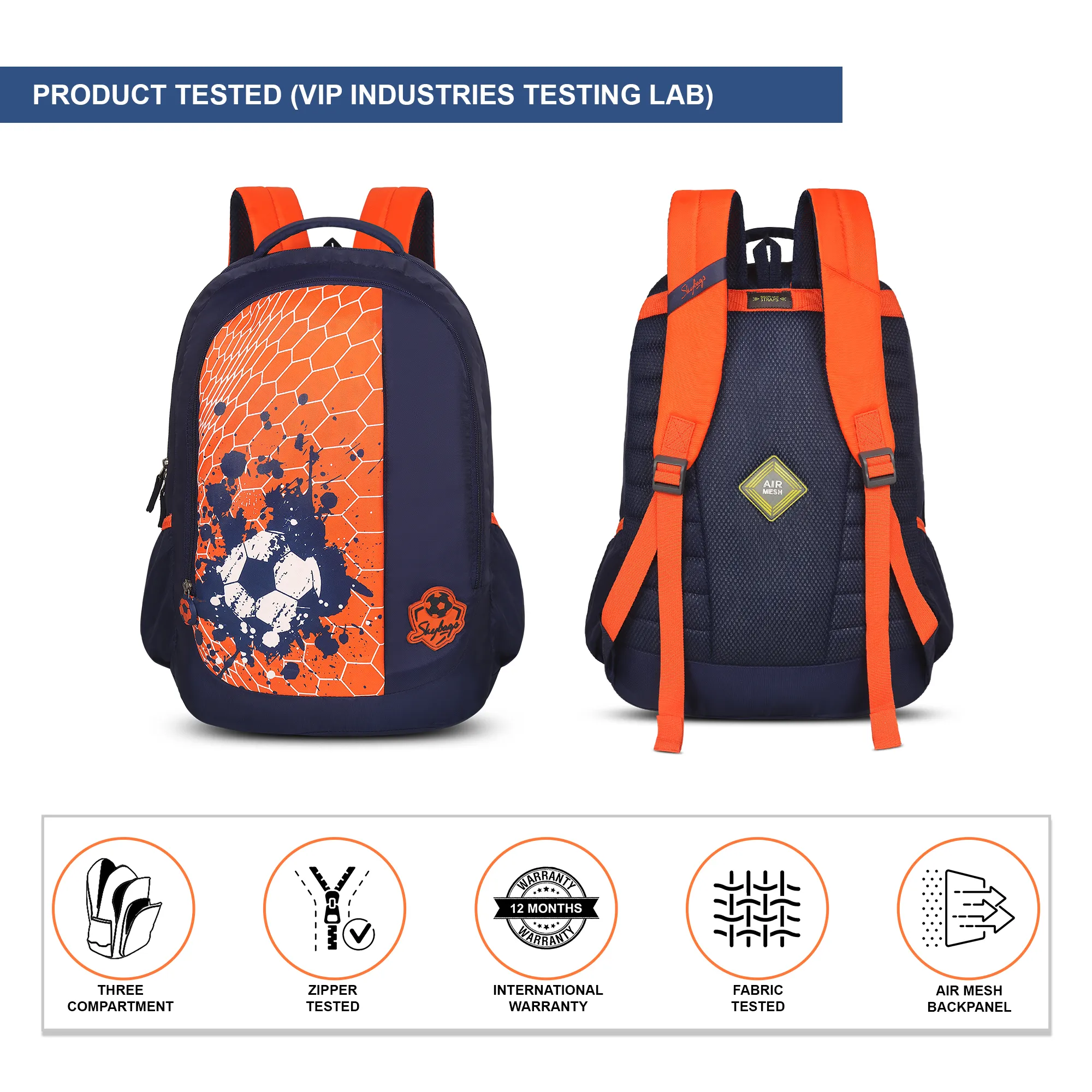 Skybags Strike 01 School Backpack Red - Image 8