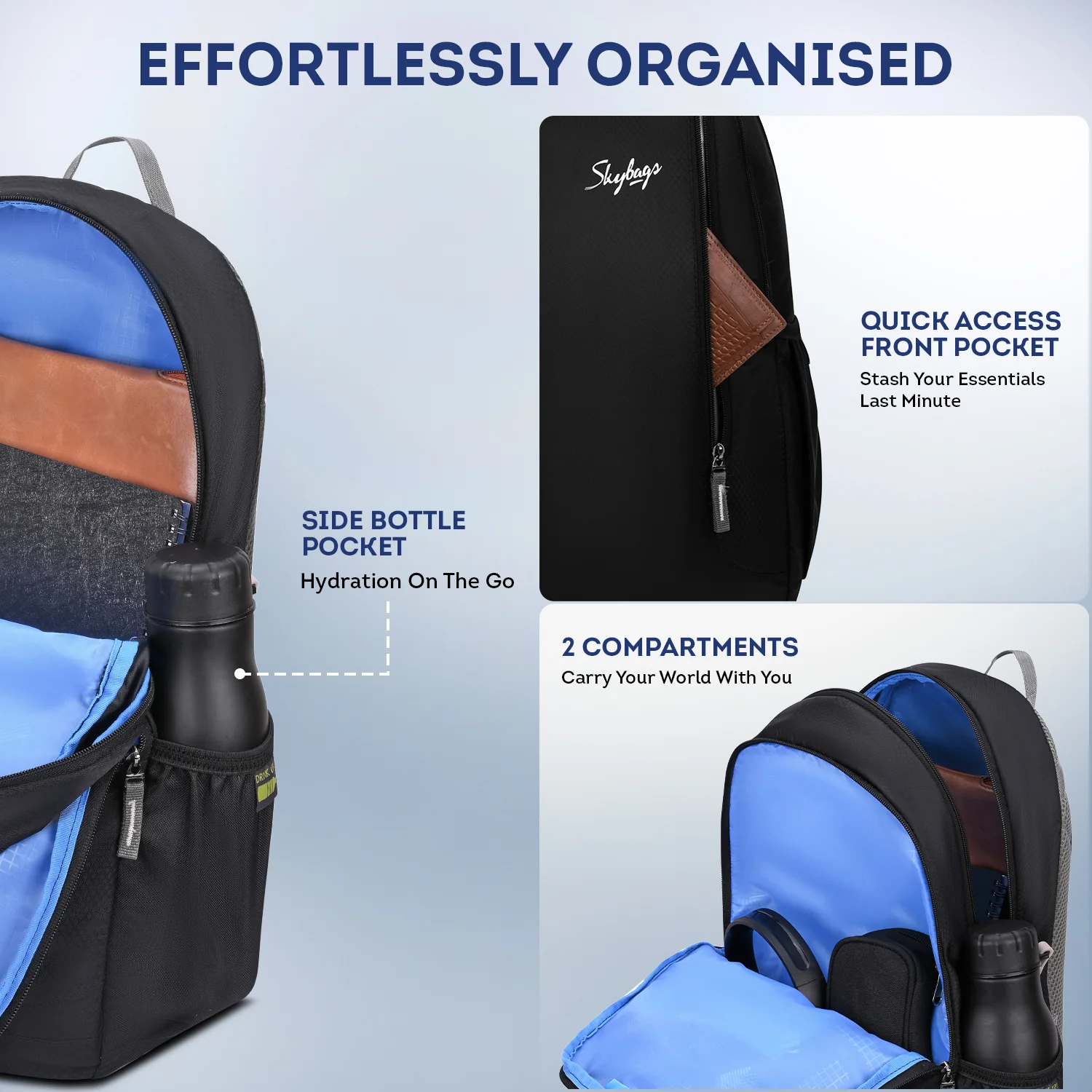 Skybags Sync School Backpack Black - Image 5