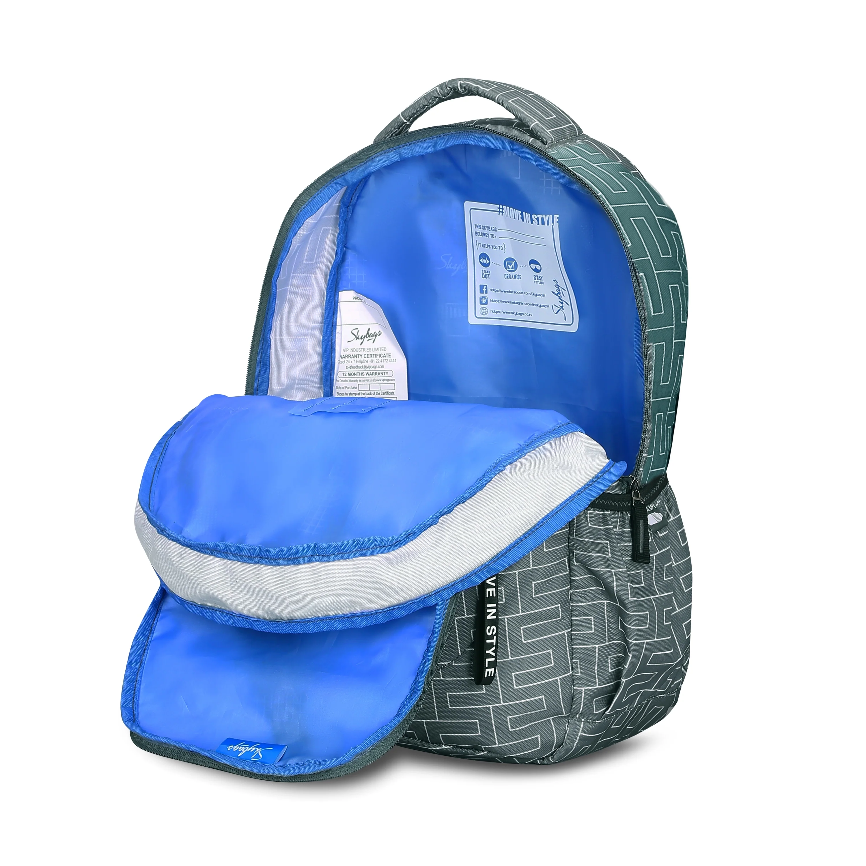 Skybags TANGO 01 SCHOOL BACKPACK GREY - Image 9