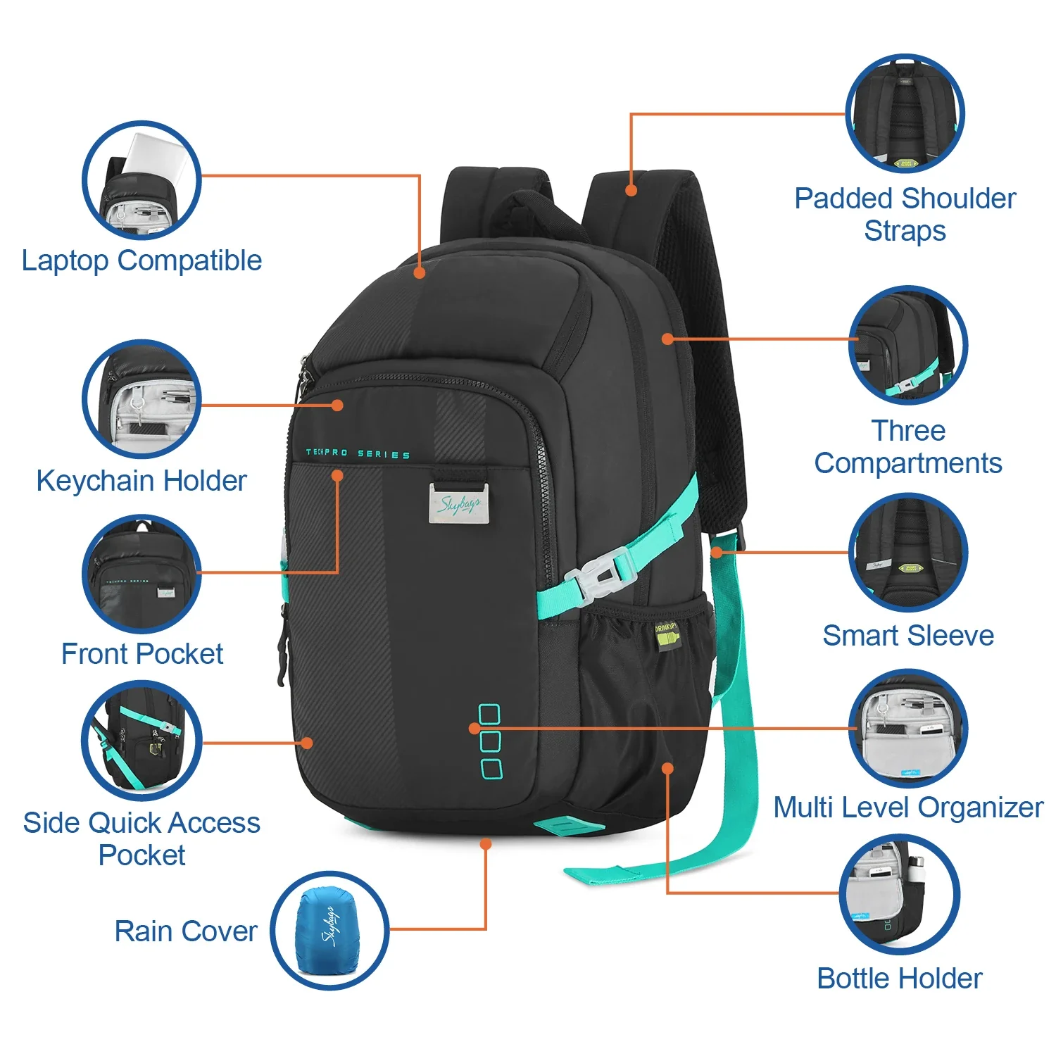 Skybags Valor Pro 02 Laptop Backpack Black - Image 9