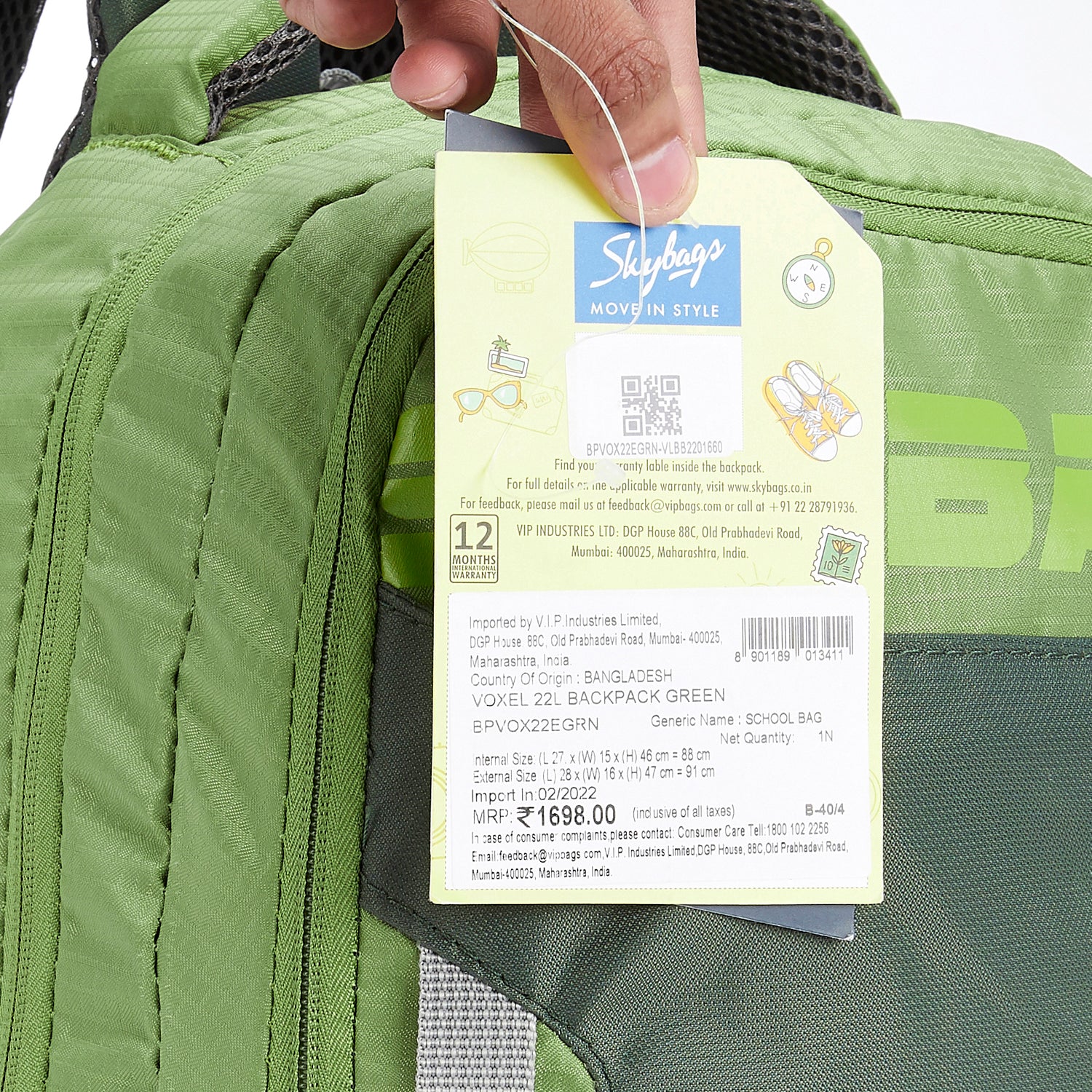 Skybags Voxel 22L Backpack Green - Image 11