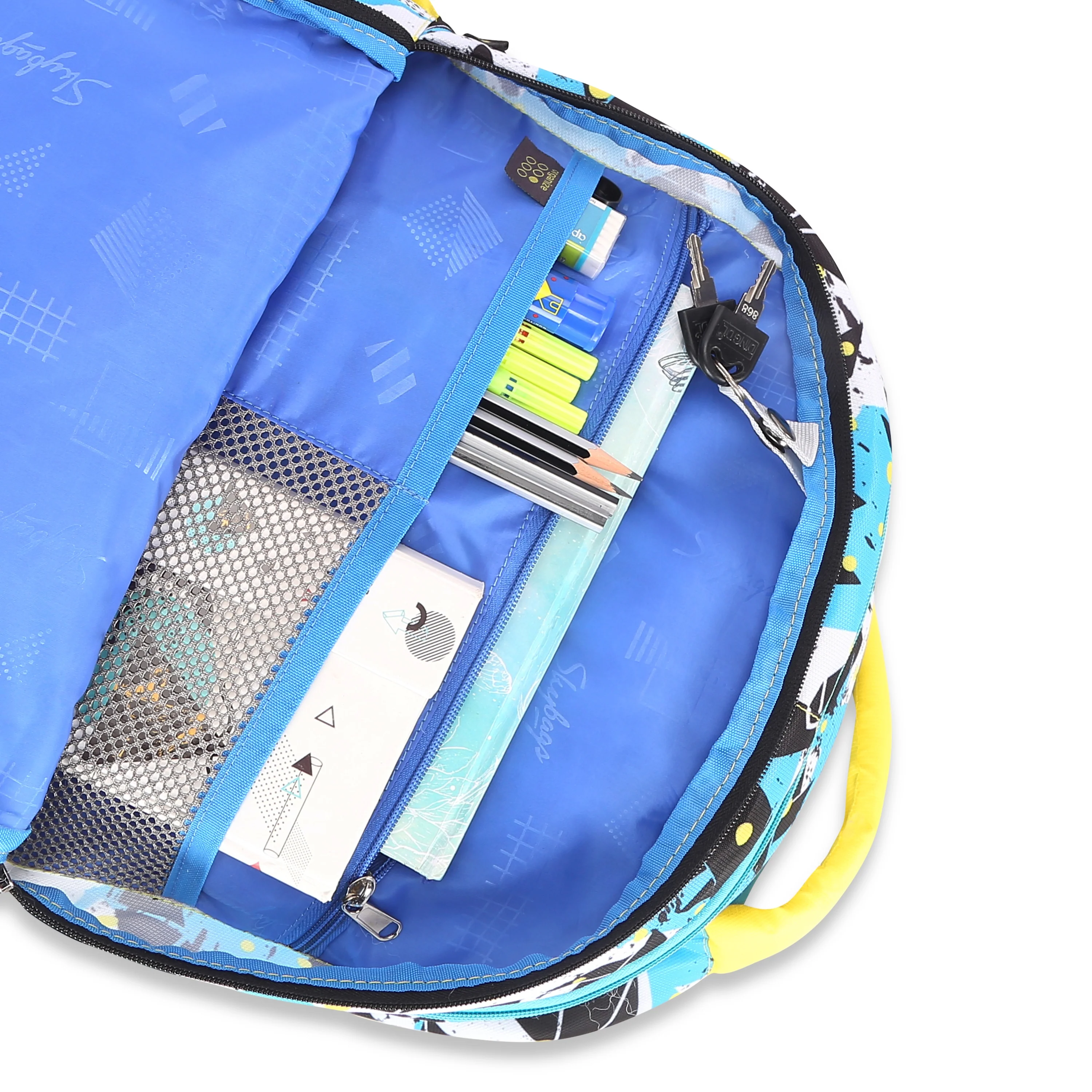 Skybags WOKE PRO 01 SCHOOL BACKPACK YELLOW BLUE - Image 10