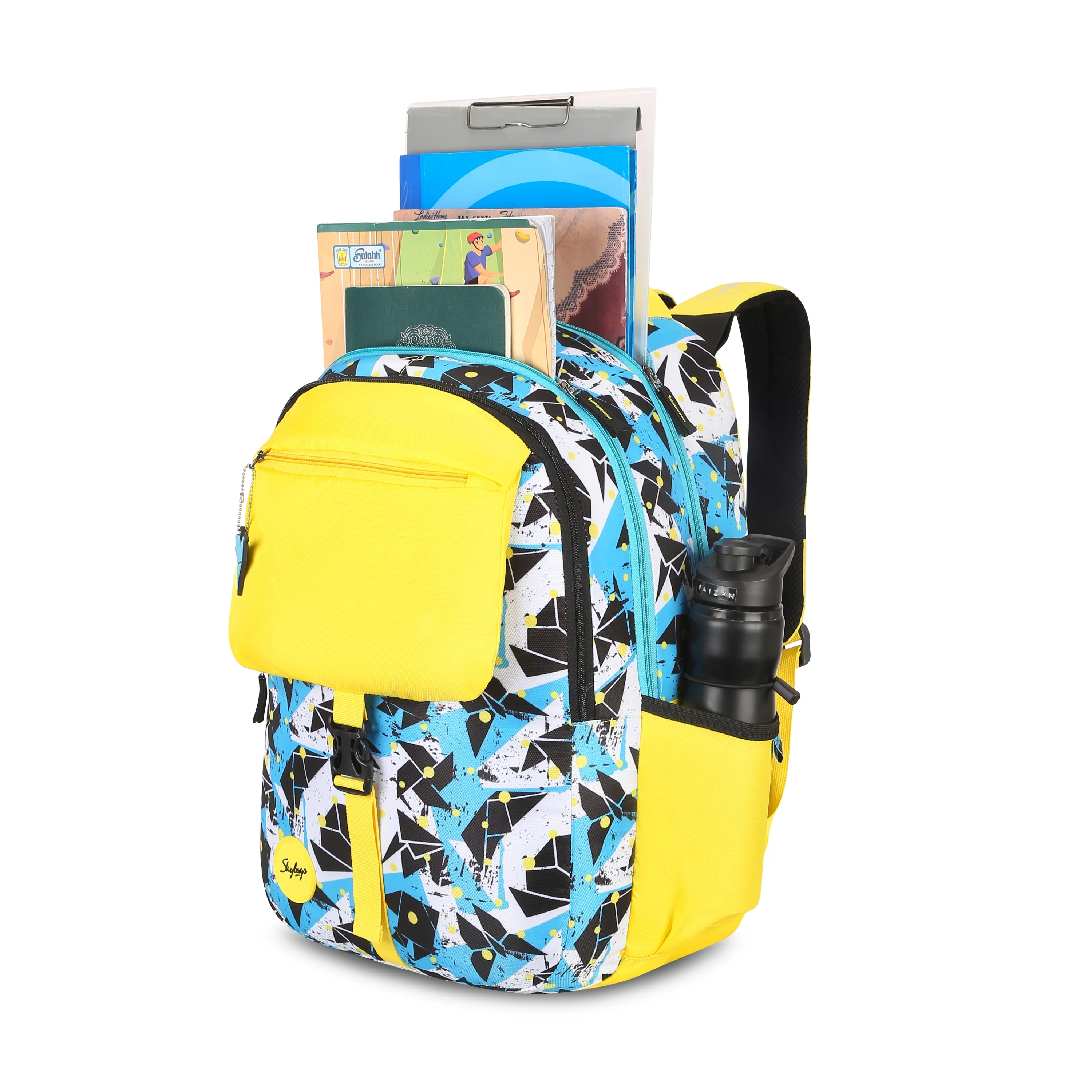 Skybags WOKE PRO 01 SCHOOL BACKPACK YELLOW BLUE - Image 7