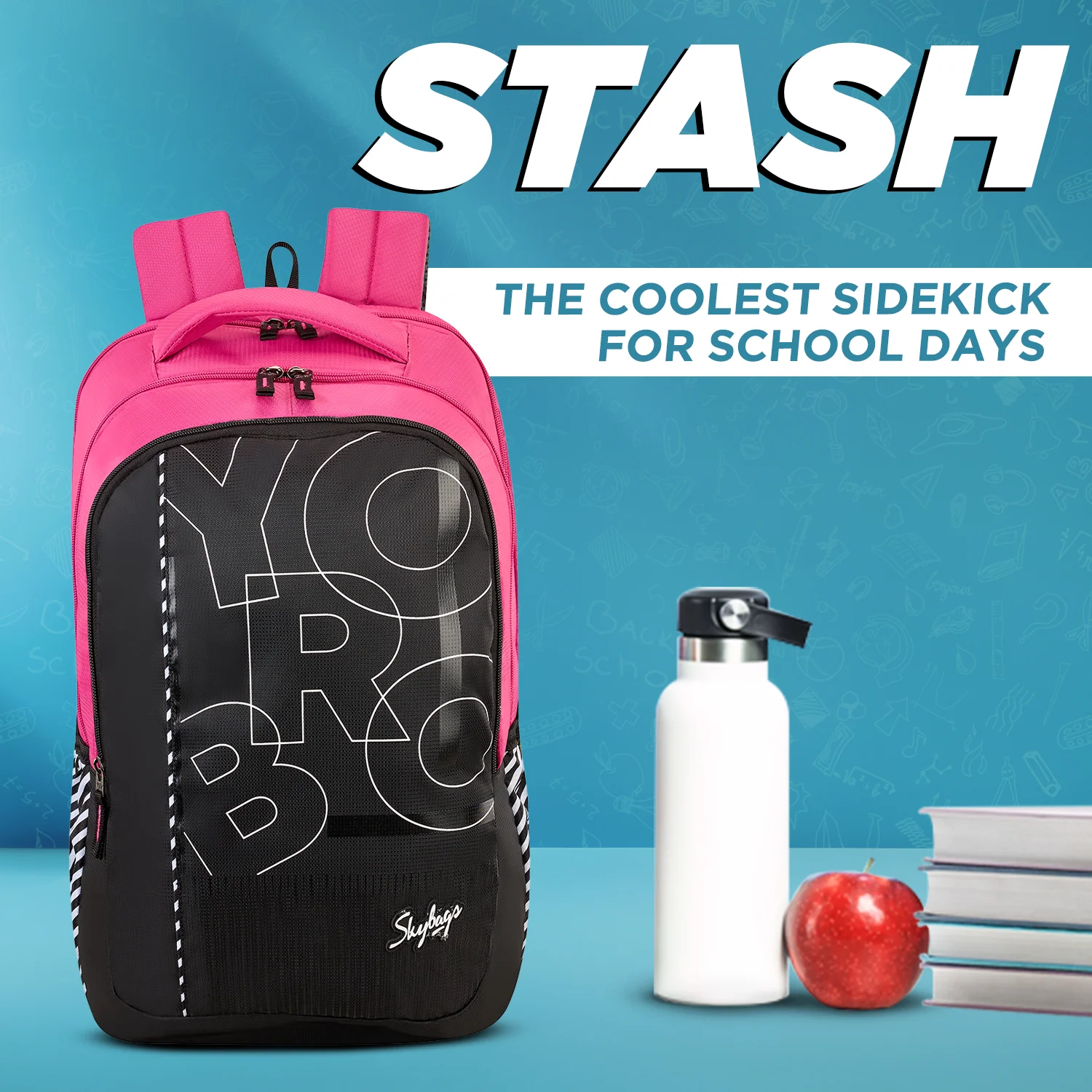 Skybags Stash 01 School Backpack, Black - Image 2