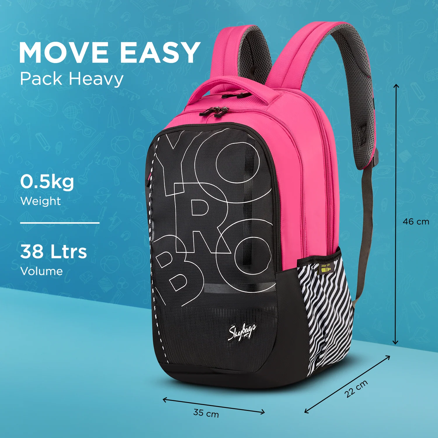 Skybags Stash 01 School Backpack, Black - Image 6