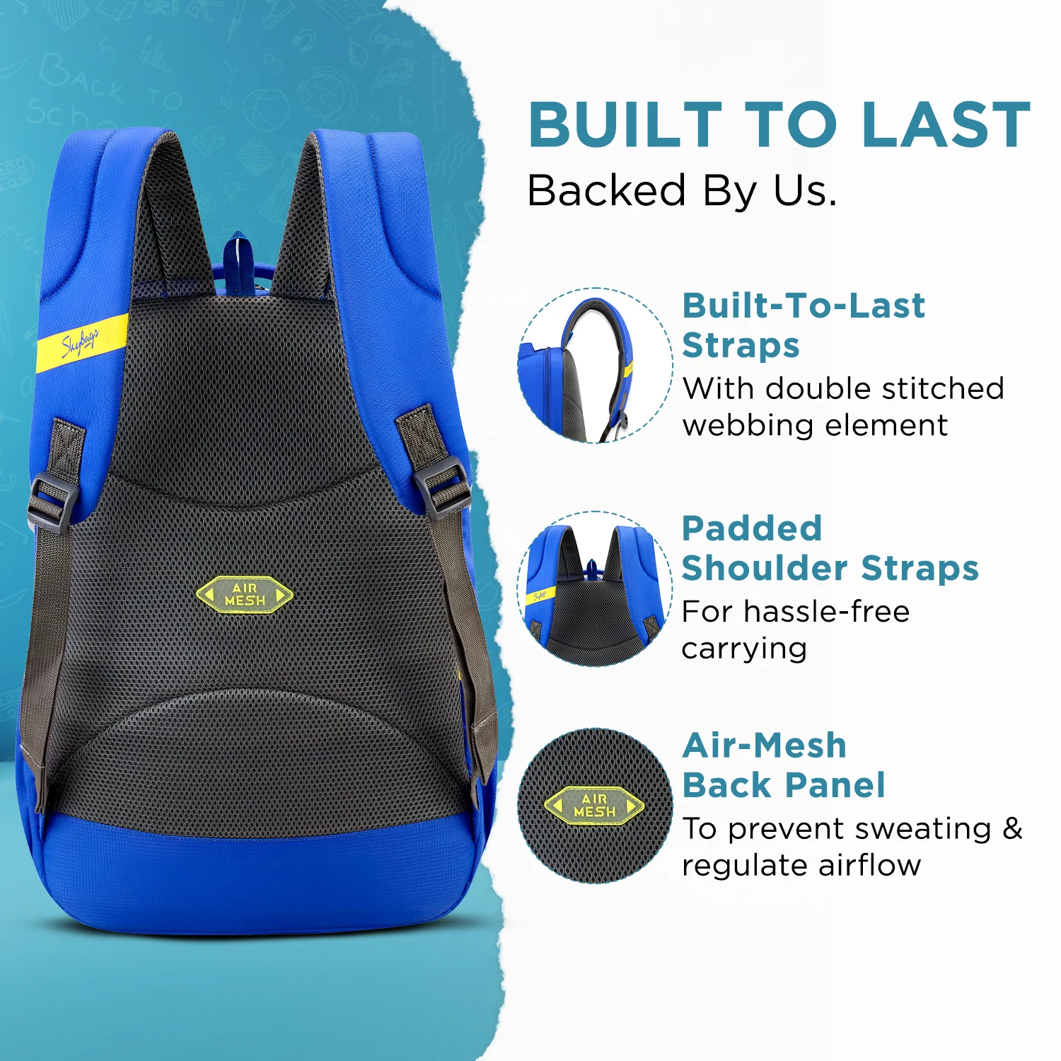 Skybags Stash 04 School Backpack, Blue - Image 5