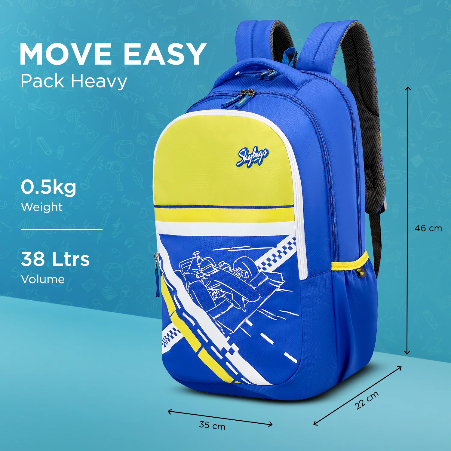 Skybags Stash 04 School Backpack, Blue - Image 6
