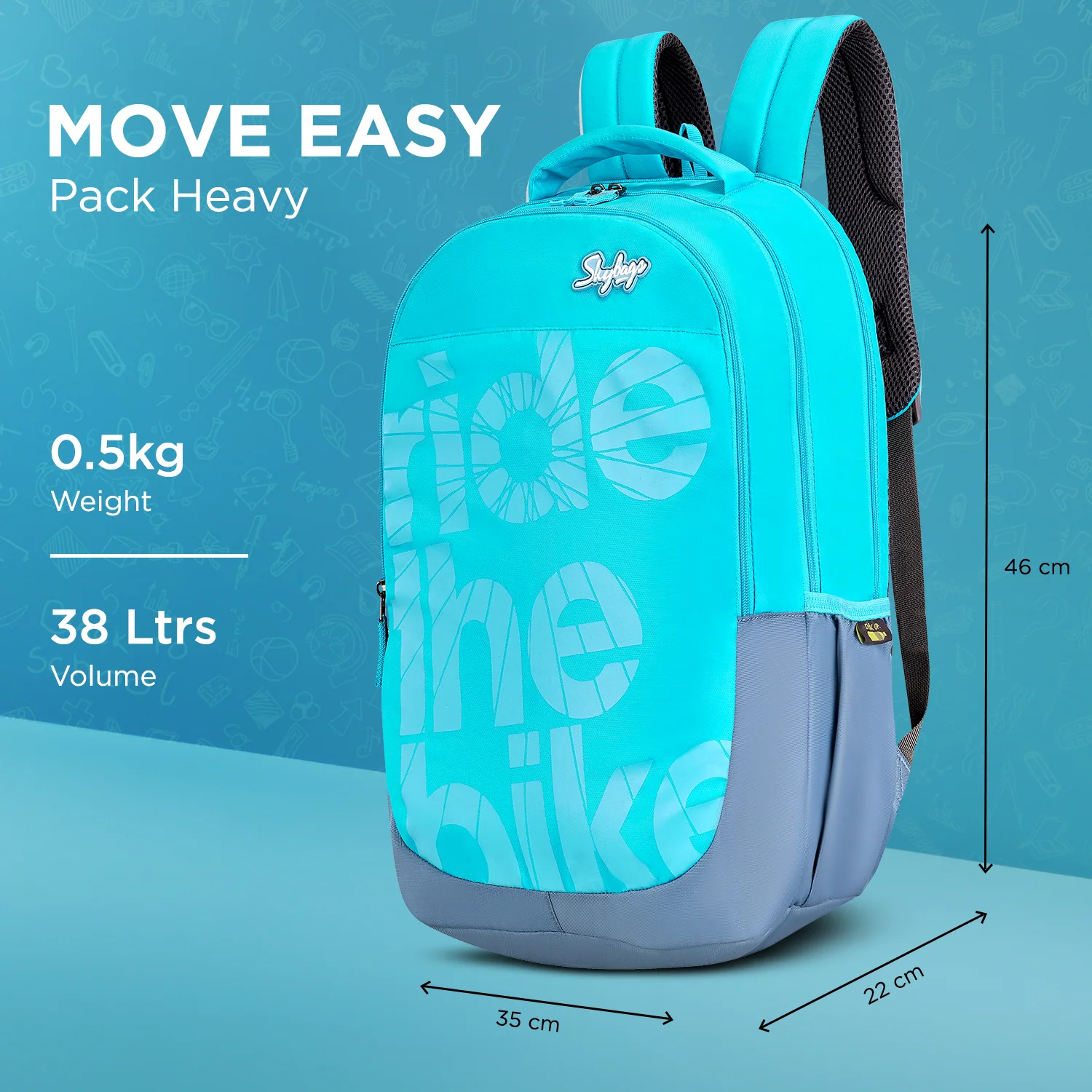 Skybags Stash 06 School Backpack, Blue - Image 6