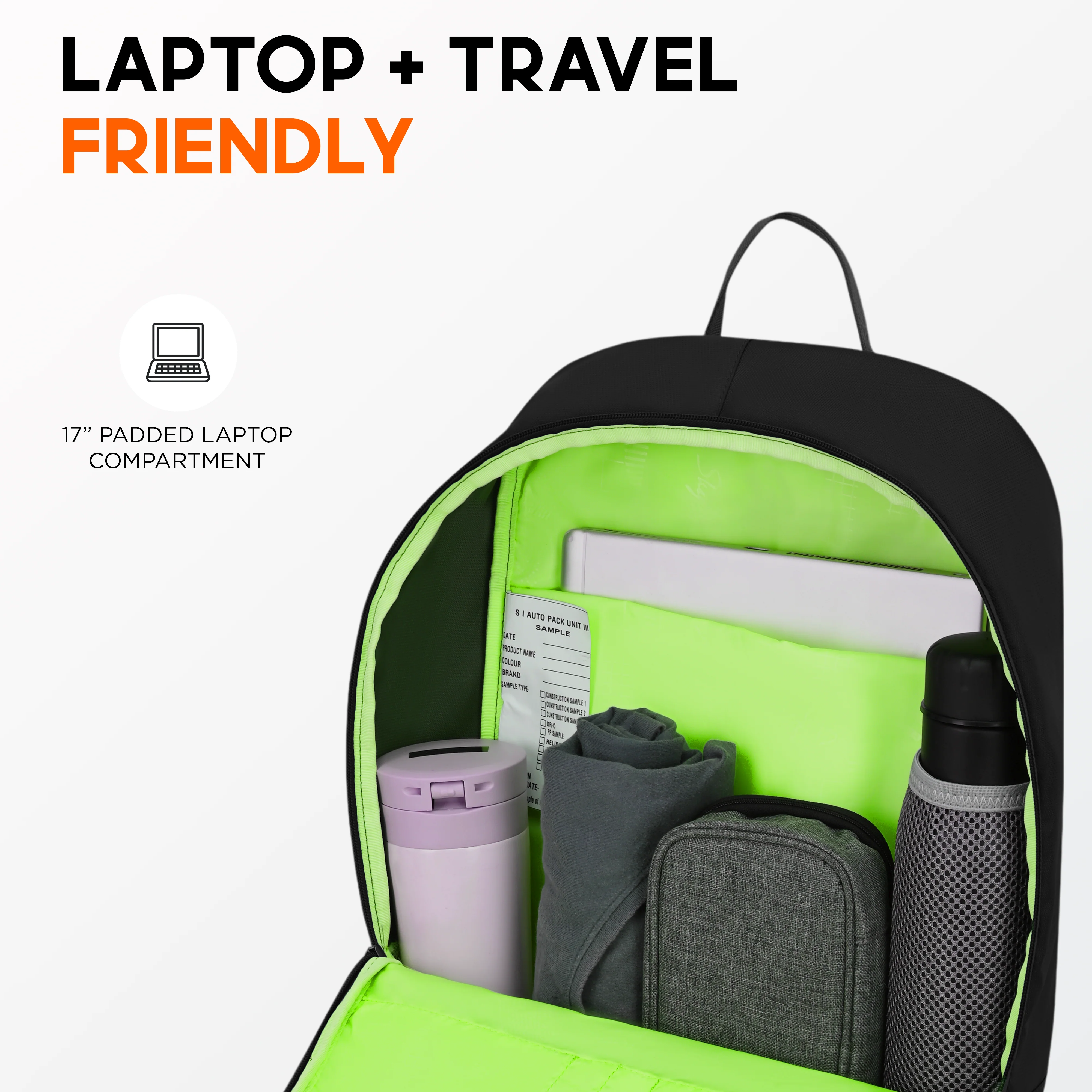 Skybags Tribe V2 Black  Laptop Backpack, Casual Bag , unisex, 26Litres, 2 Compartment, Organiser, Premium TPE Fabric, Light Weight, Backpack for Men Women, 1 Year International Warranty - Image 5