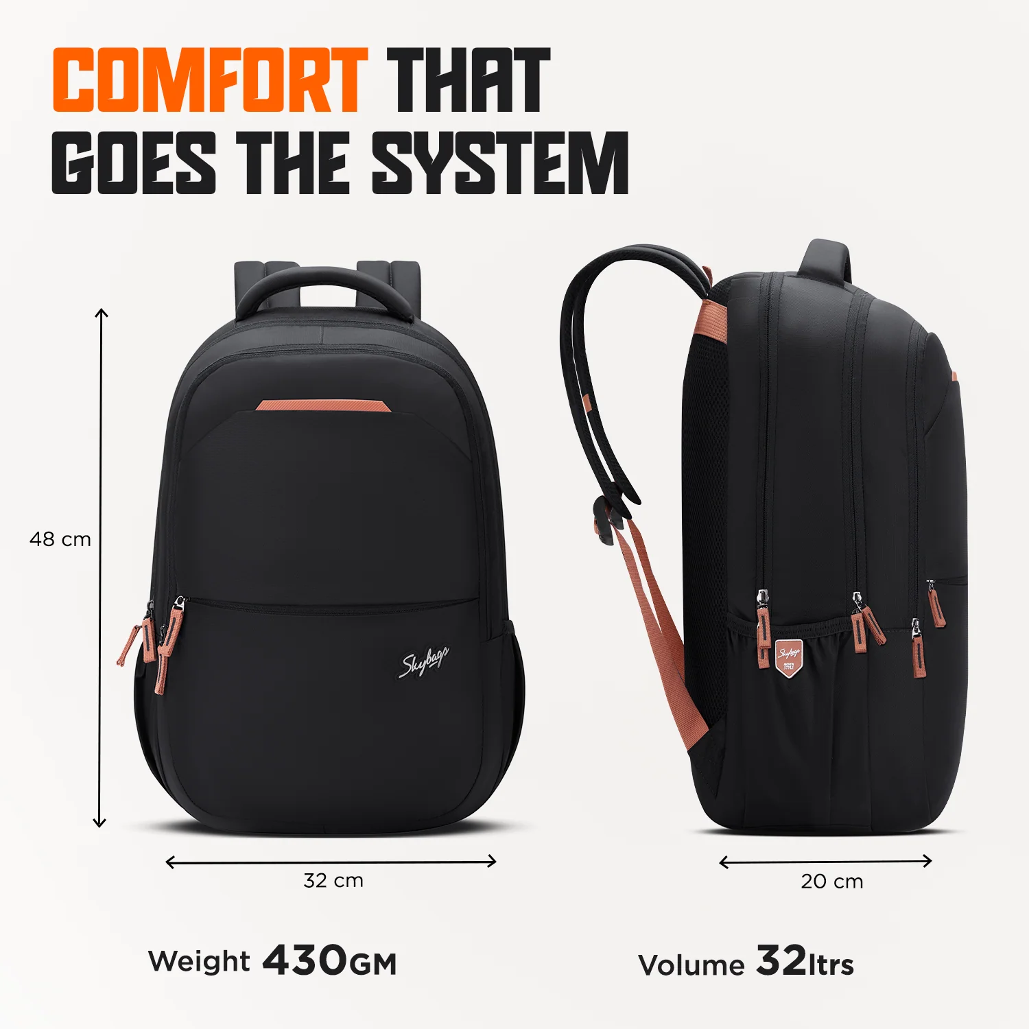 Skybags VEXEL 32L LAPTOP BACKPACK 01 BLACK - Image 7