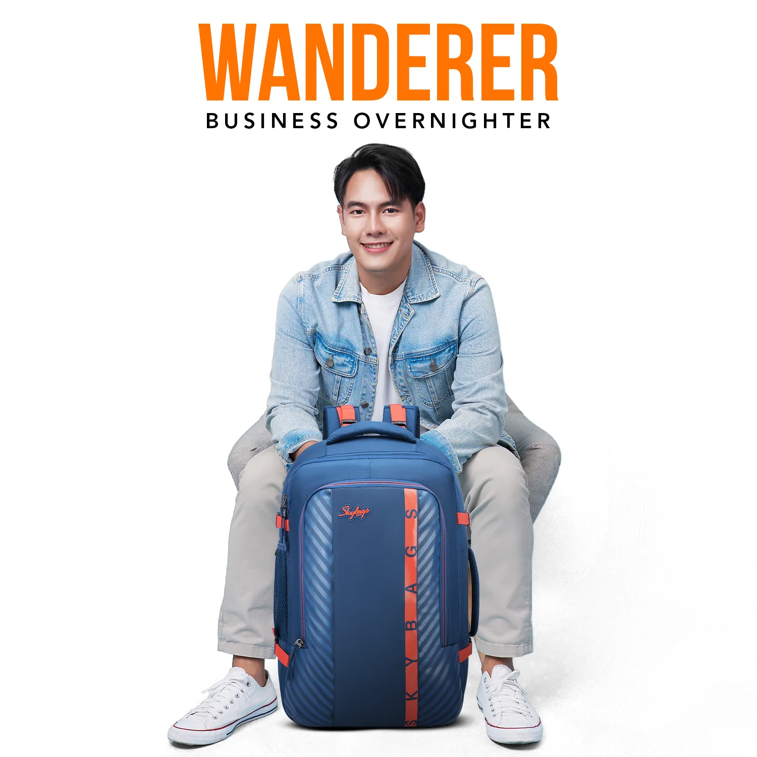 Skybags Wanderer Overnighter, 40L+5L Cabin Size 180° compartment, Expandable, 16 laptop Backpack , Anti-theft, Ideal For Men & women, Work Backpack, College Bag & Travel Backpack Navy - Image 2