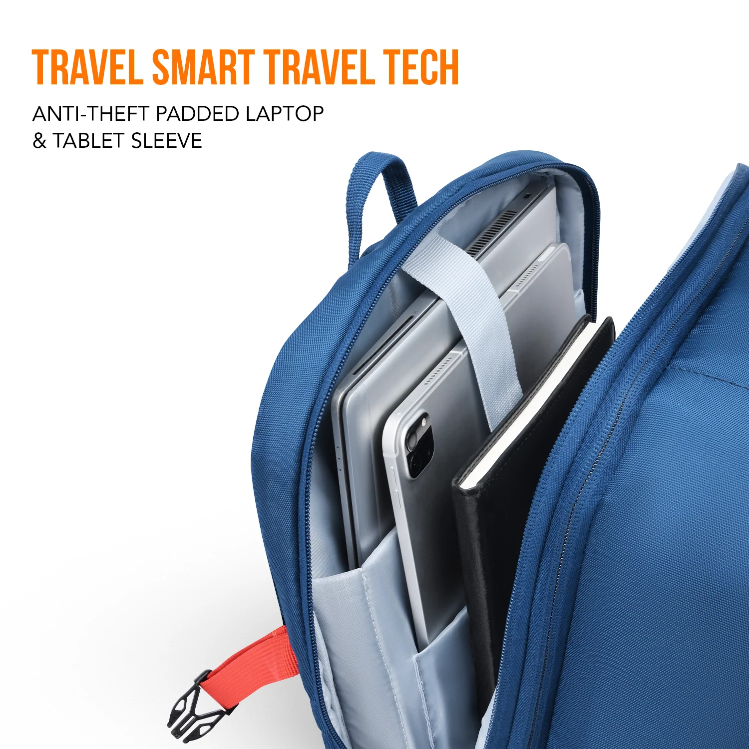 Skybags Wanderer Overnighter, 40L+5L Cabin Size 180° compartment, Expandable, 16 laptop Backpack , Anti-theft, Ideal For Men & women, Work Backpack, College Bag & Travel Backpack Navy - Image 4