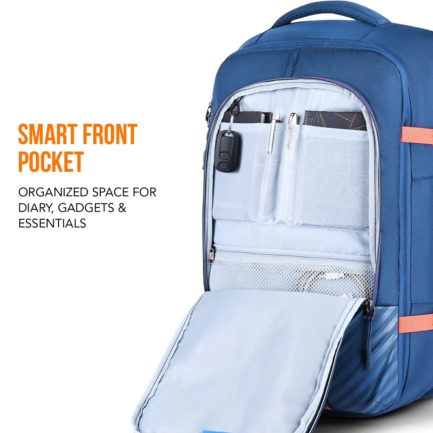 Skybags Wanderer Overnighter, 40L+5L Cabin Size 180° compartment, Expandable, 16 laptop Backpack , Anti-theft, Ideal For Men & women, Work Backpack, College Bag & Travel Backpack Navy - Image 5