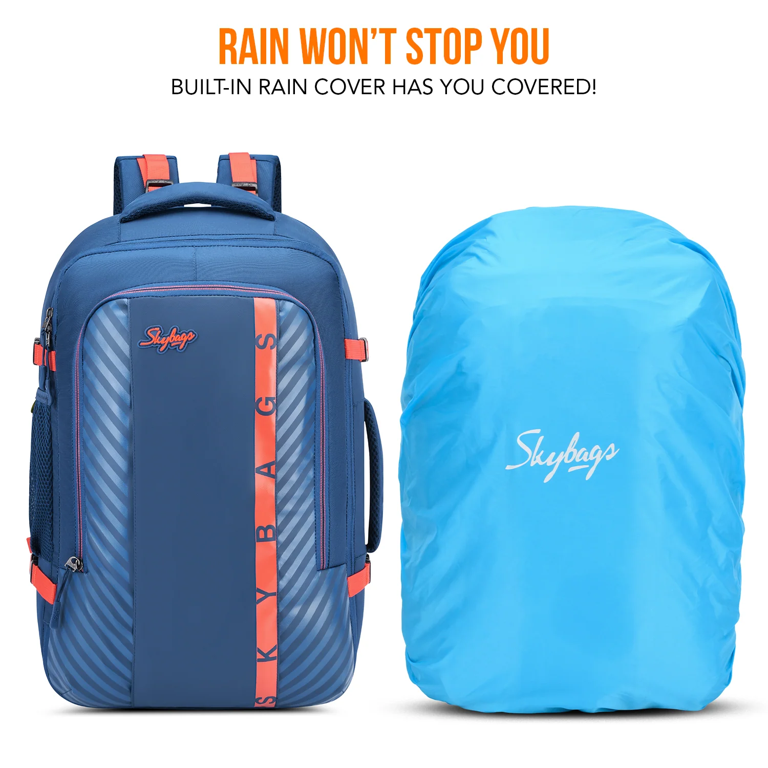 Skybags Wanderer Overnighter, 40L+5L Cabin Size 180° compartment, Expandable, 16 laptop Backpack , Anti-theft, Ideal For Men & women, Work Backpack, College Bag & Travel Backpack Navy - Image 7