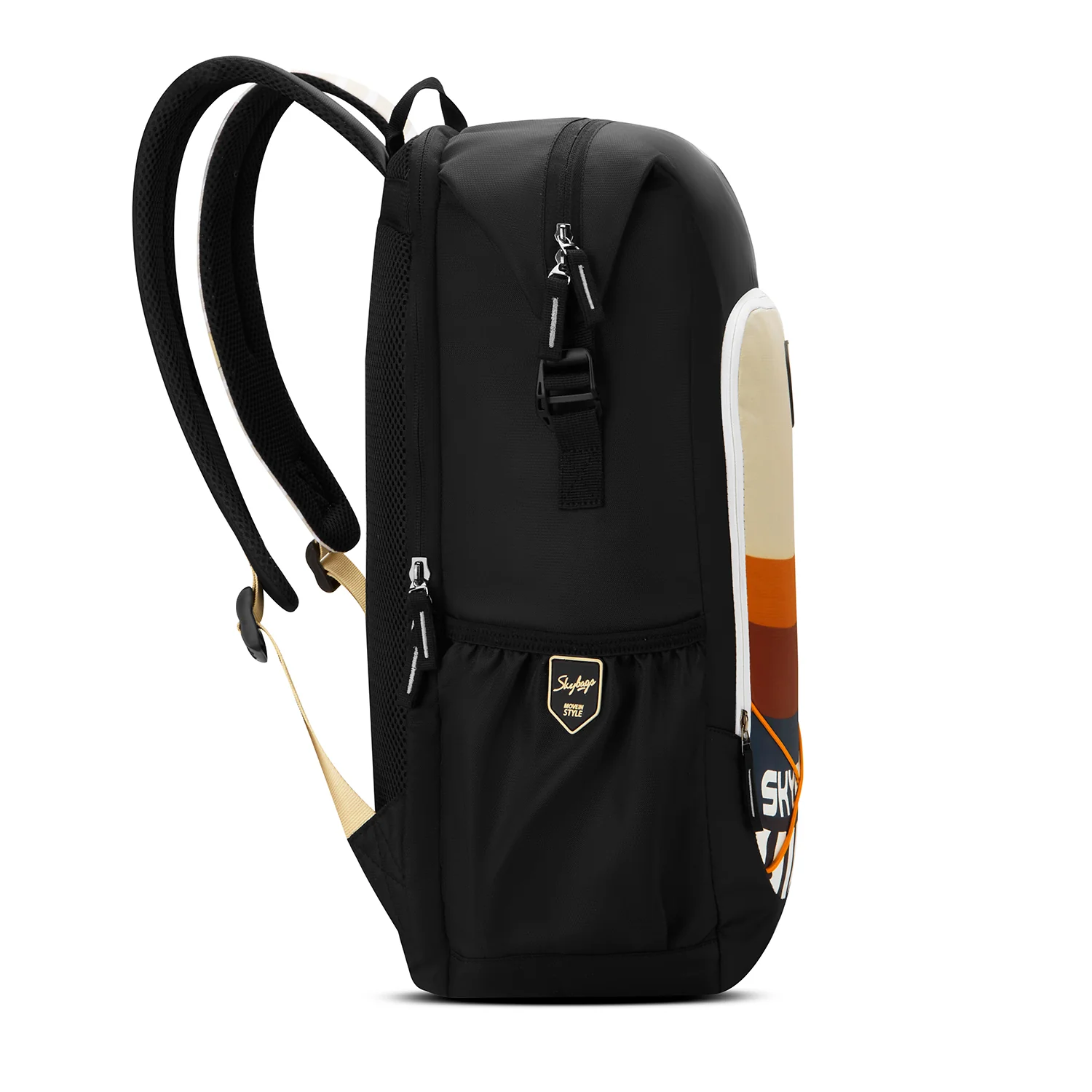 Skybags Yolo Black , Laptop Backpack, unisex, casual bag, Side bottle pocket, organiser, 2 compartment, 35 litres, Light weight bag, backpack for Men Women, 1 Year International Warranty - Image 5